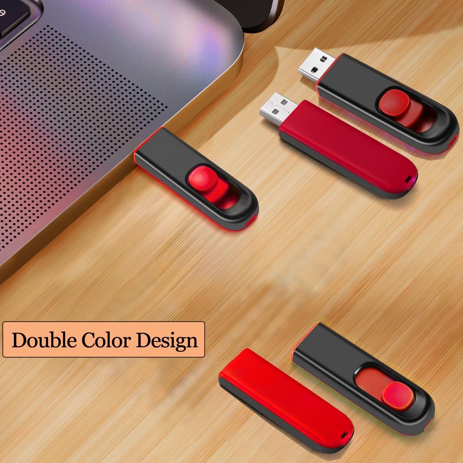 Makactua 32Gb Usb Flash Drive, Usb 2.0 Memory Stick Thumb Drive Pen Drives Jump Drive For Data Storage Black/Red
