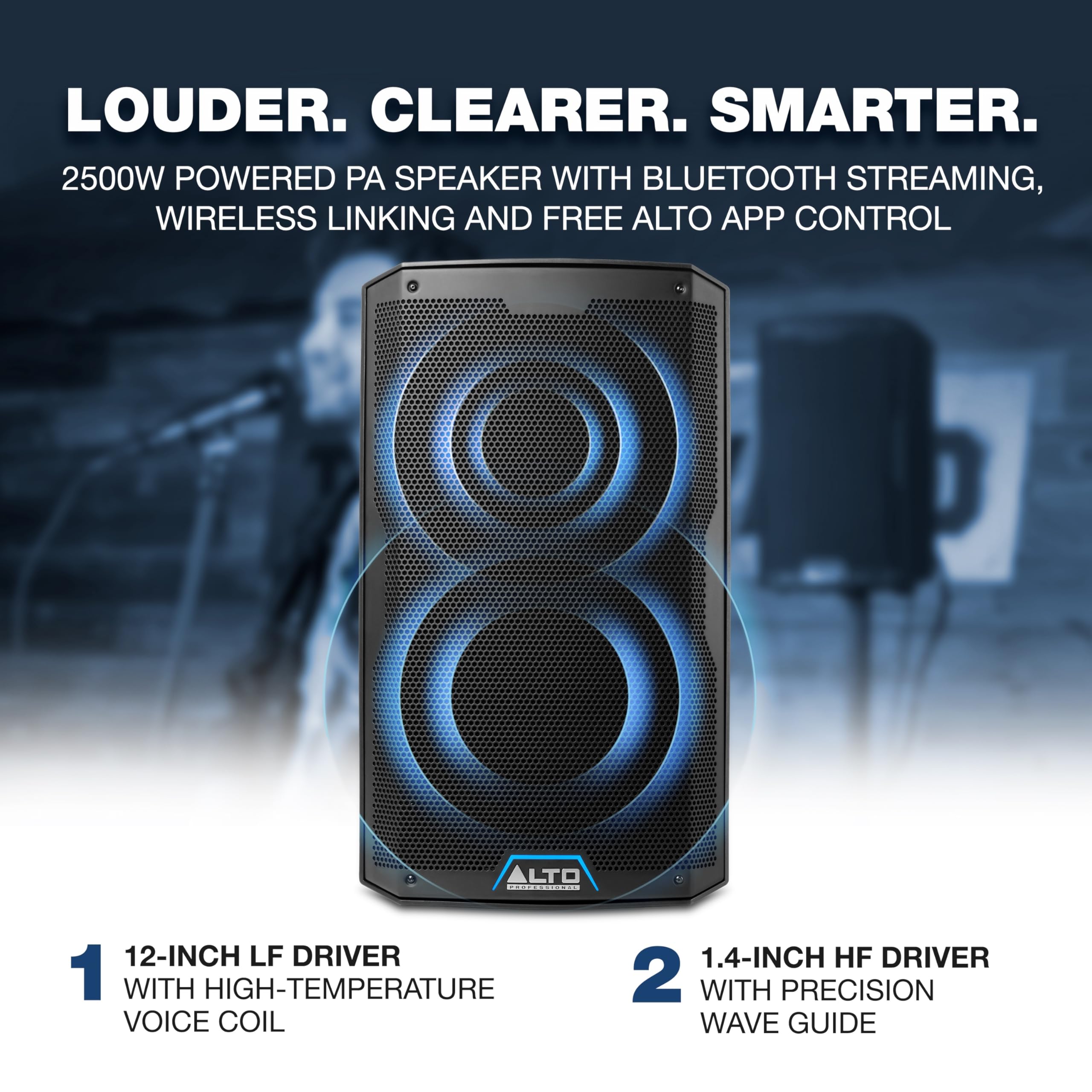 Alto Ts412 2500W 12 Powered Pa Speaker With 3 Channel Mixer, Bluetooth Streaming, Wireless Loudspeaker Linking, Dsp App