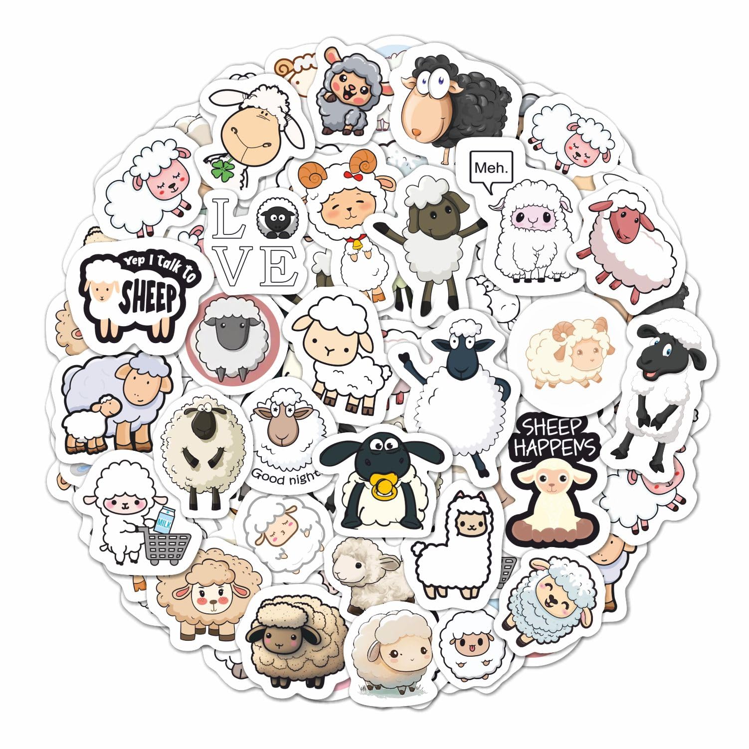 100Pcs Sheep Stickers, Lamb Stickers And Decals, Sheep Gifts For Women, Girls   Lamb Party Favors, Lamb Birthday Party Decoratio