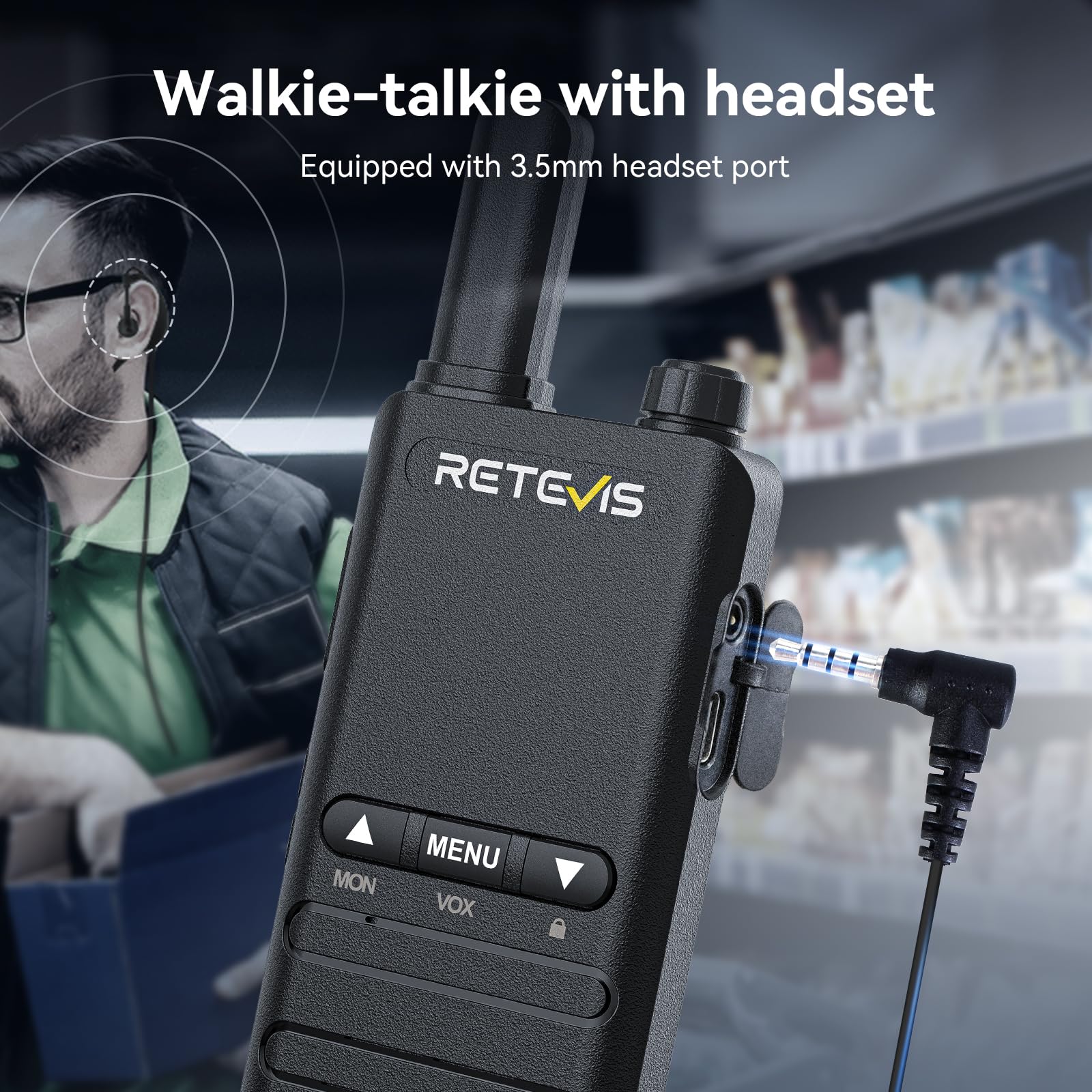 Retevis B3B Walkie Talkies For Adults, Compact 2 Way Radios With Earpiece, 1620Mah, Usb-C, Vox, Key Lock, 3+2 Buttons, License-F