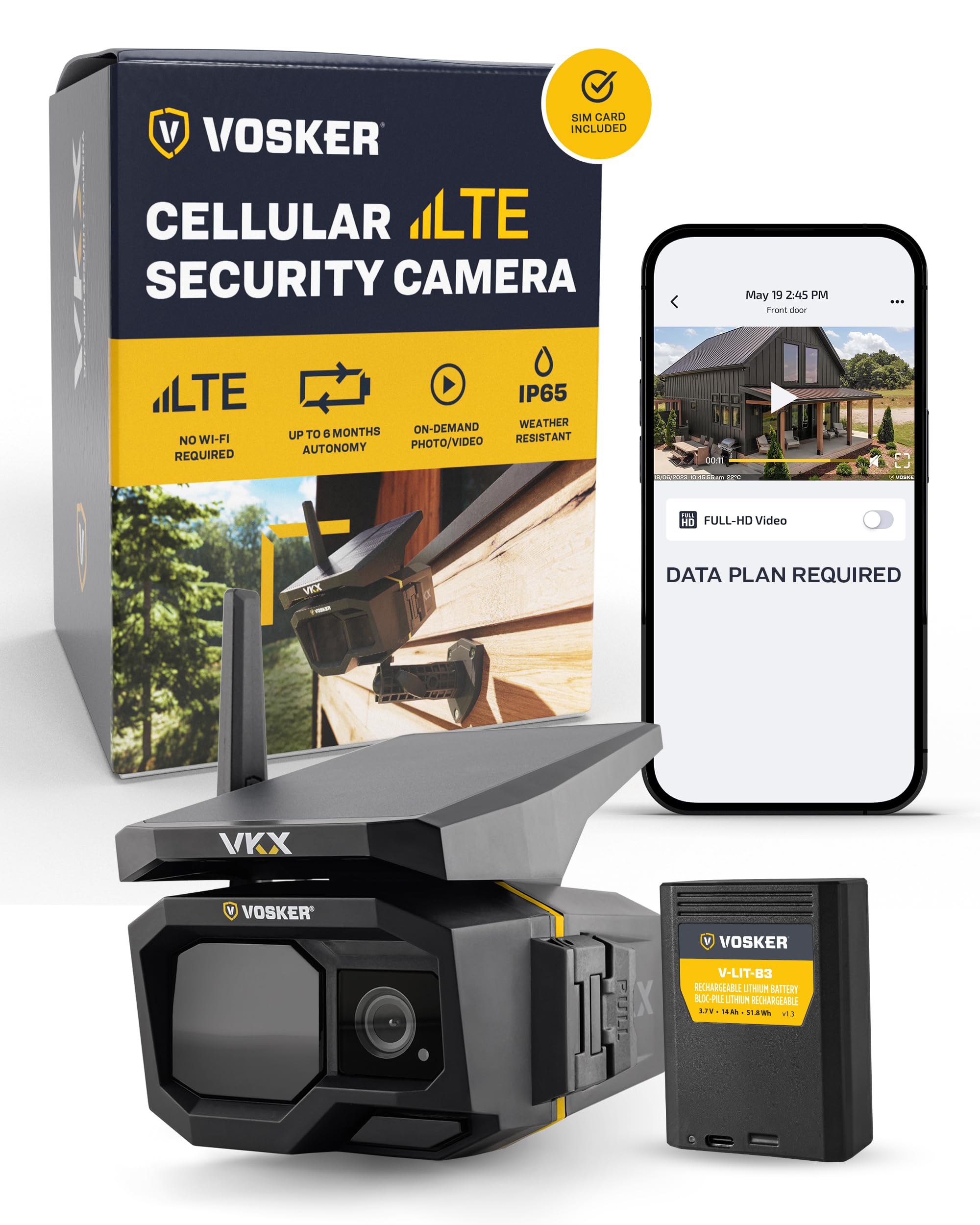 Vosker Vkx Solar Powered 4G Lte Outdoor Cellular Security Camera   No Wifi Needed, Motion Activated, Night Vision, Sim Card Incl