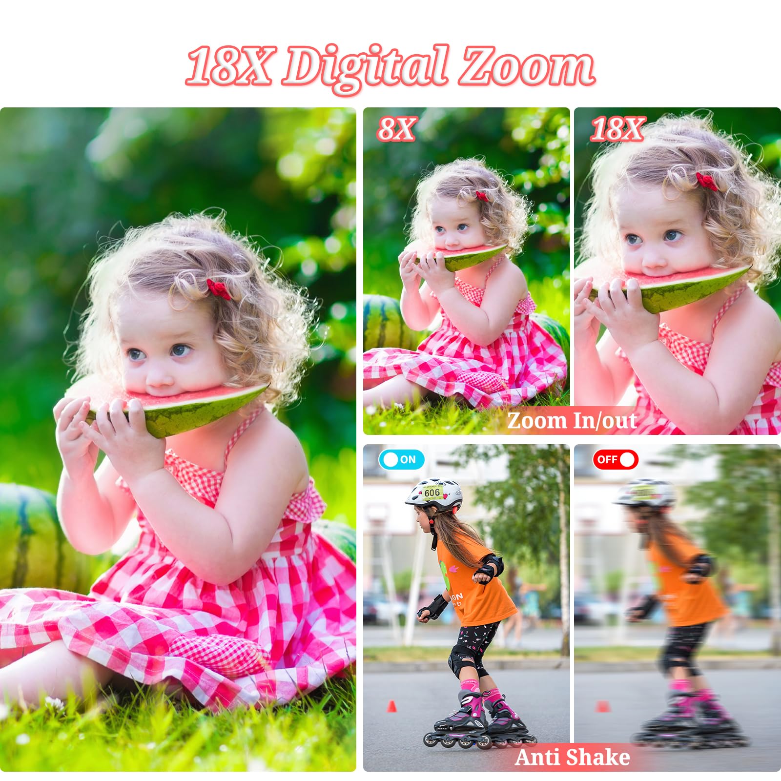 Digital Camera, Fhd 4K 64Mp Point And Shoot Kids Digital Camera With 64Gb Card,18X Zoom, Anti Shake, Compact Small Cameras For K