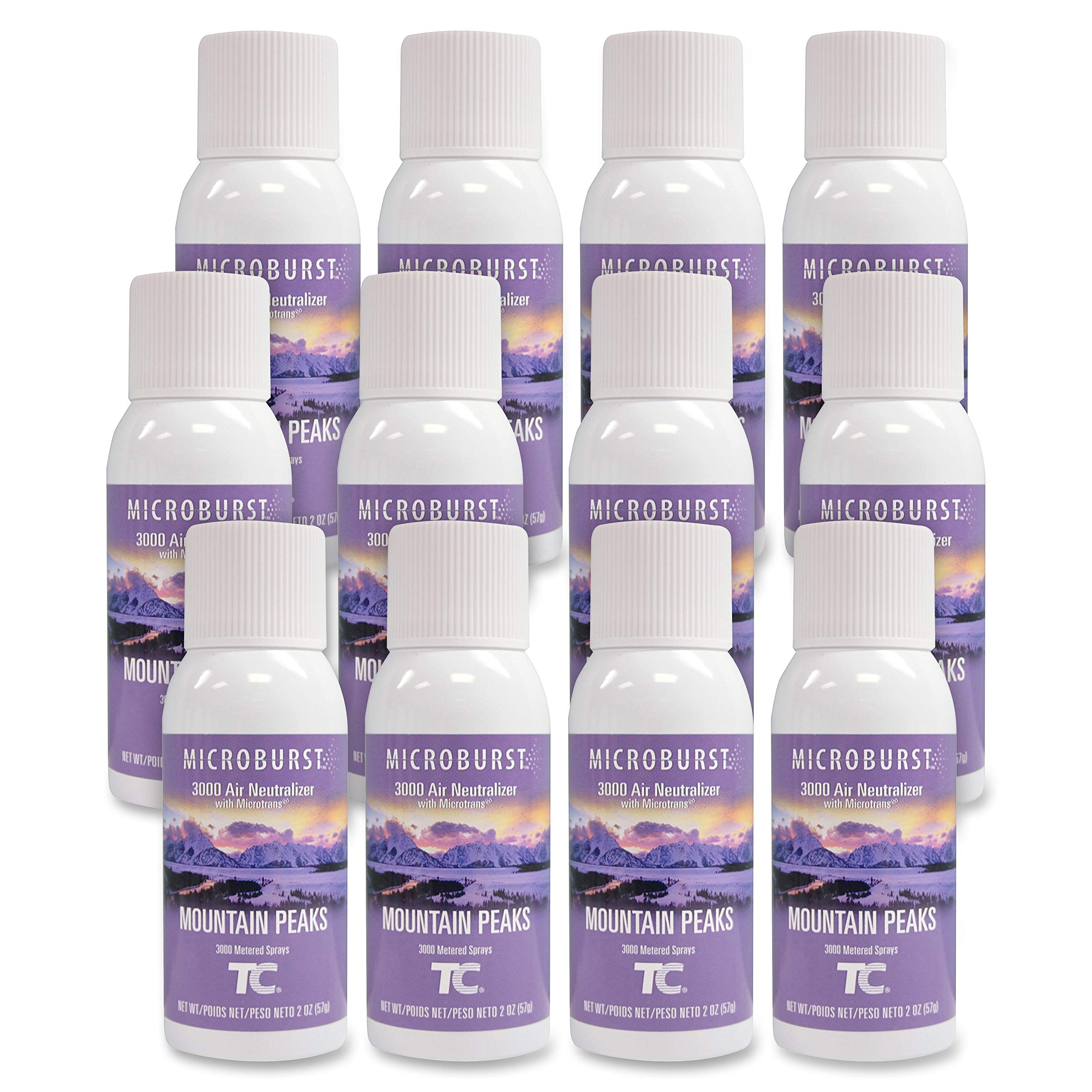 Rubbermaid Commercial Products Microburst 3000 Aerosol Air Freshener Refill, Mountain Peaks, Automatic Odor Control System, For