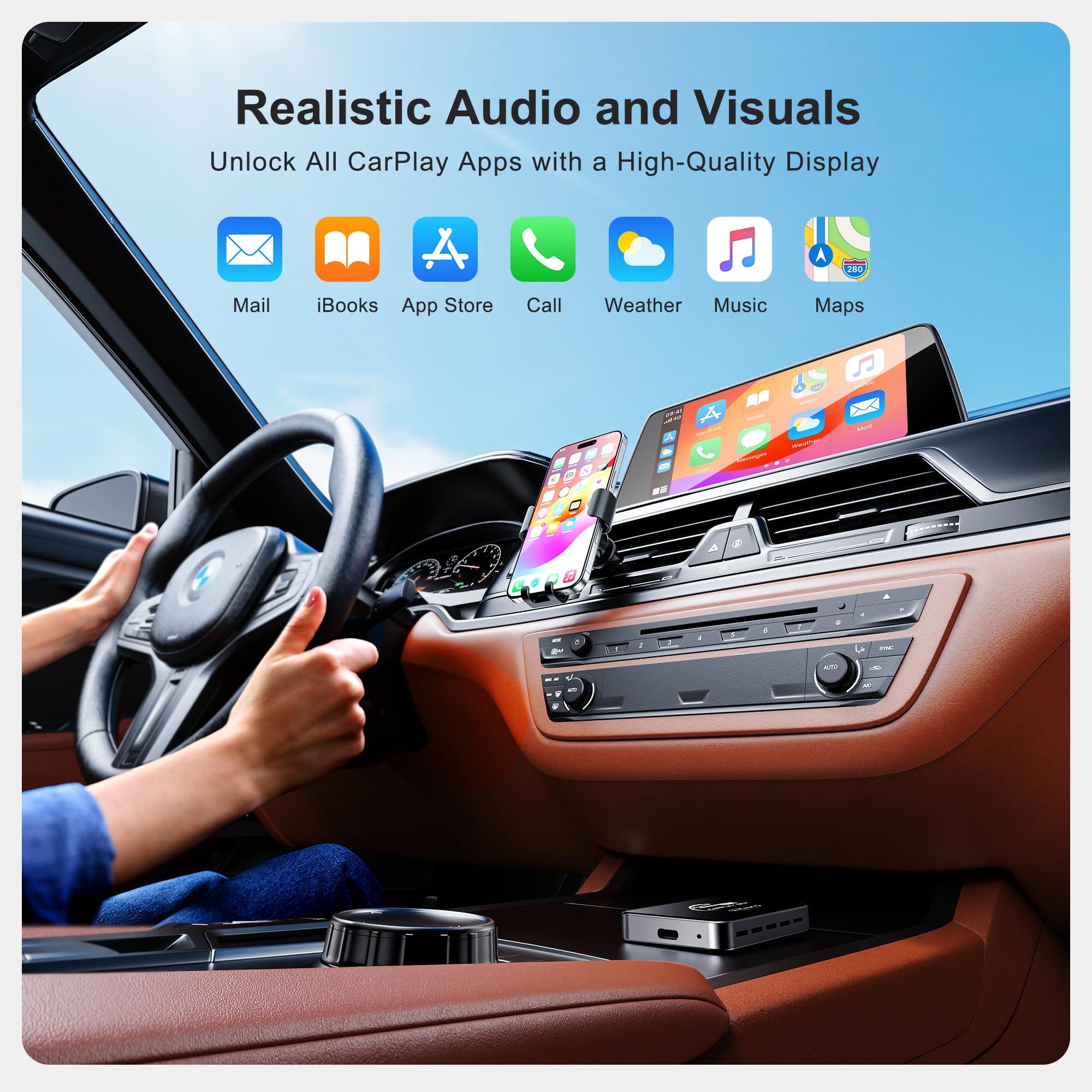 Ai Box Wireless Carplay & Auto Adapter - Plug & Play, Dual-Band Wifi, Bluetooth 5.0, 4K Video Support, Android 12.0 System, Comp