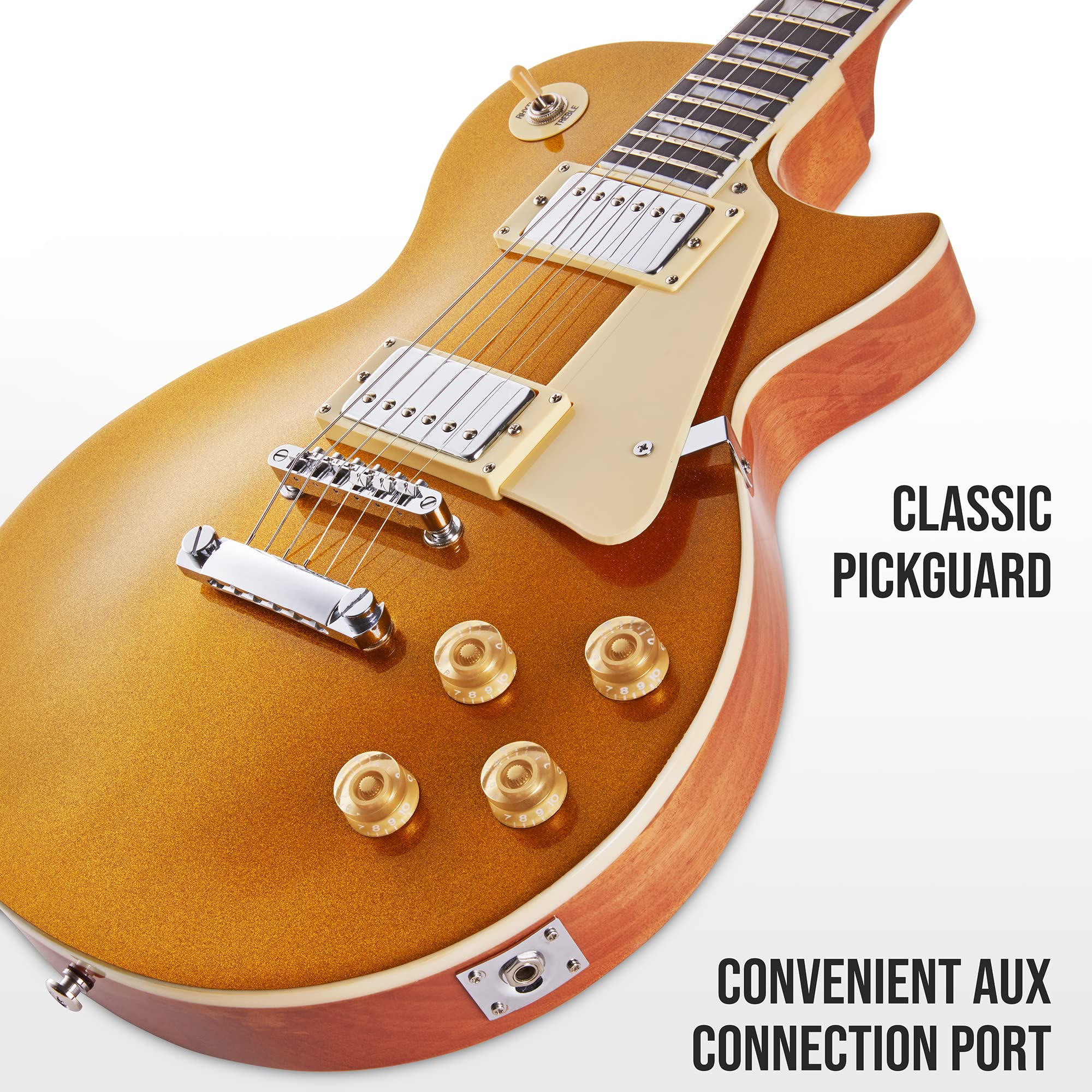 Lyxpro 39� Sb Series Electric Guitar, Lp Style For Beginner, Intermediate & Pro Players Solid Body Guitar, Bonus 2 Pack Of Picks, Mahogany Wood, Volume/Tone Controls, 3 Way Pickup   Honey Burst