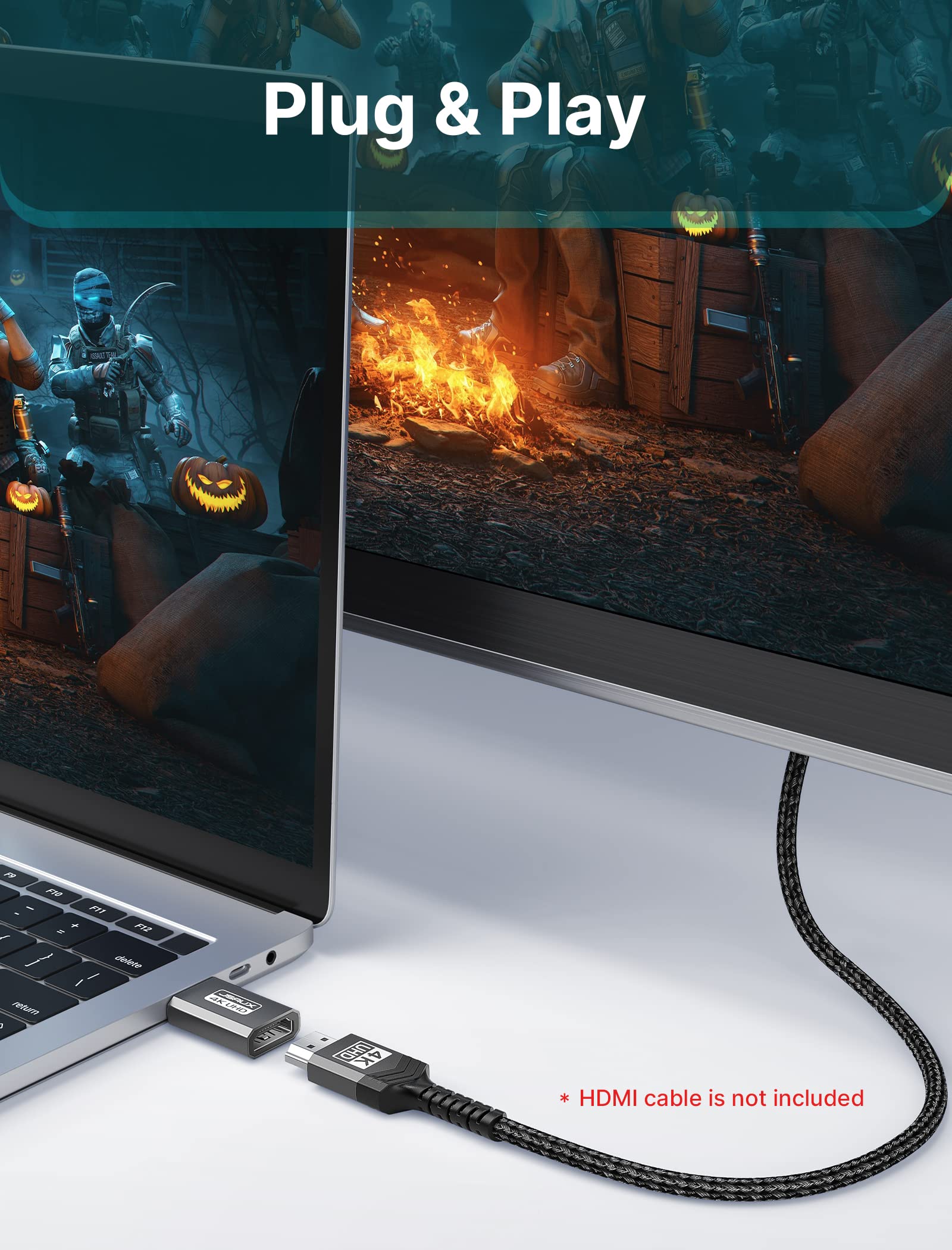 Jsaux 4K Displayport To Hdmi Adapter 2 Pack, Dp Pc To Hdmi Monitor Converter Video Uhd 2K@120Hz,4K@30 Dp To Hdtv Male To Female