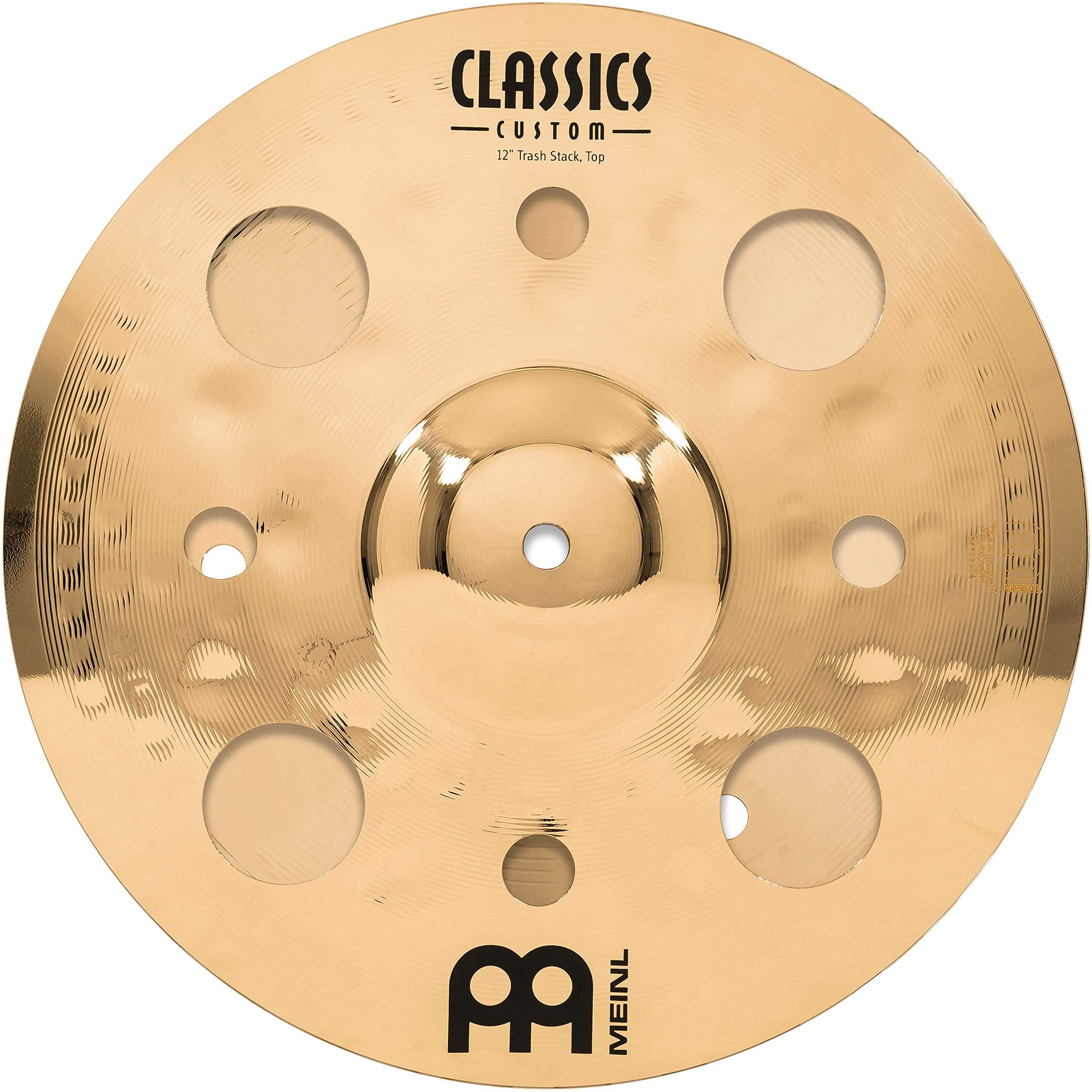 Meinl 12'' Trash Stack Cymbal Pair With Holes   Classics Custom Brilliant   Made In Germany, 2 Year Warranty (Cc12 Stk)