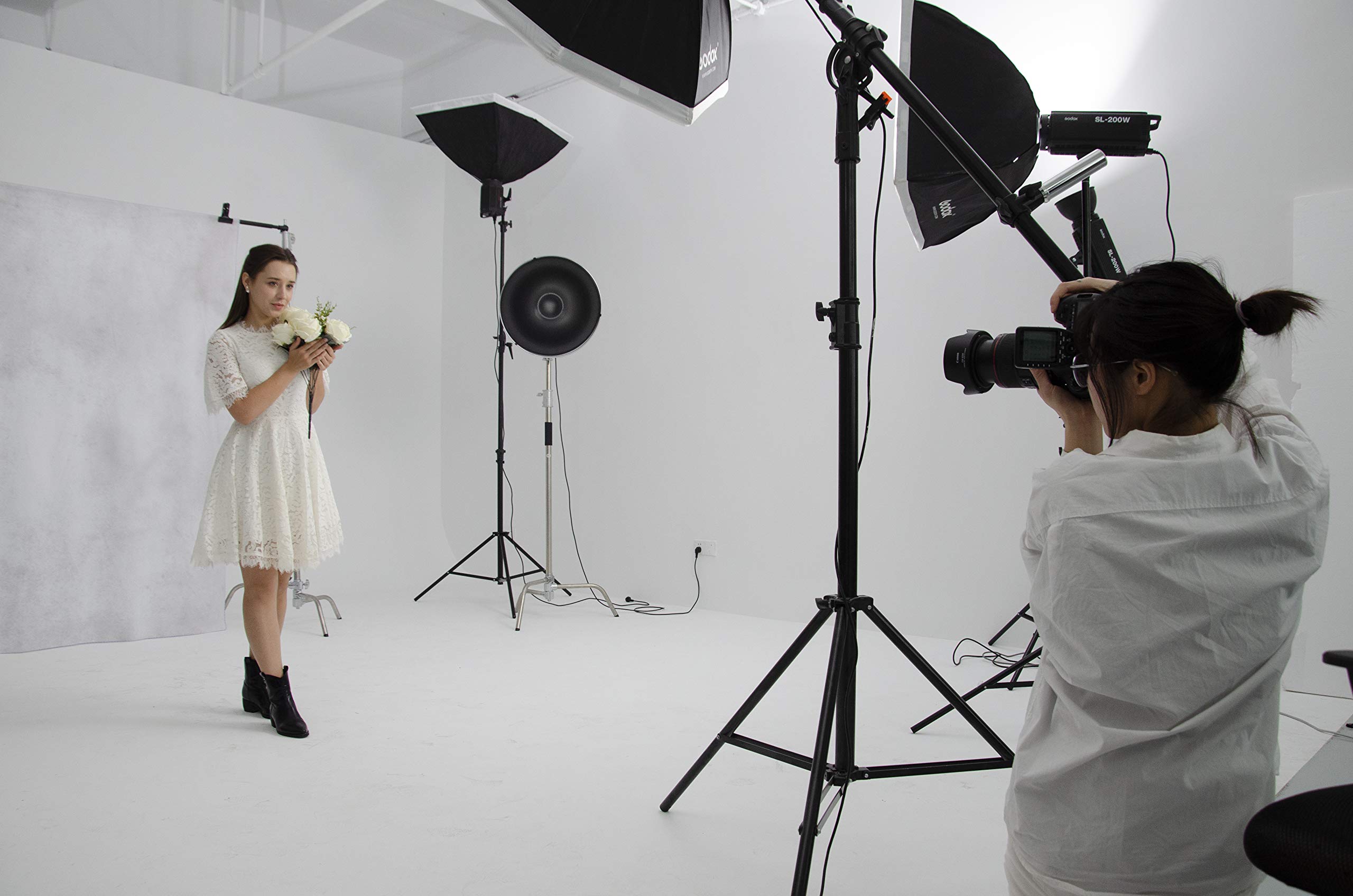 Kate 6.5X10Ft Light Grey Backdrops Grey&White Video Backdrop Abstract Photography Backdrops Portrait Backgrounds Microfiber Grey