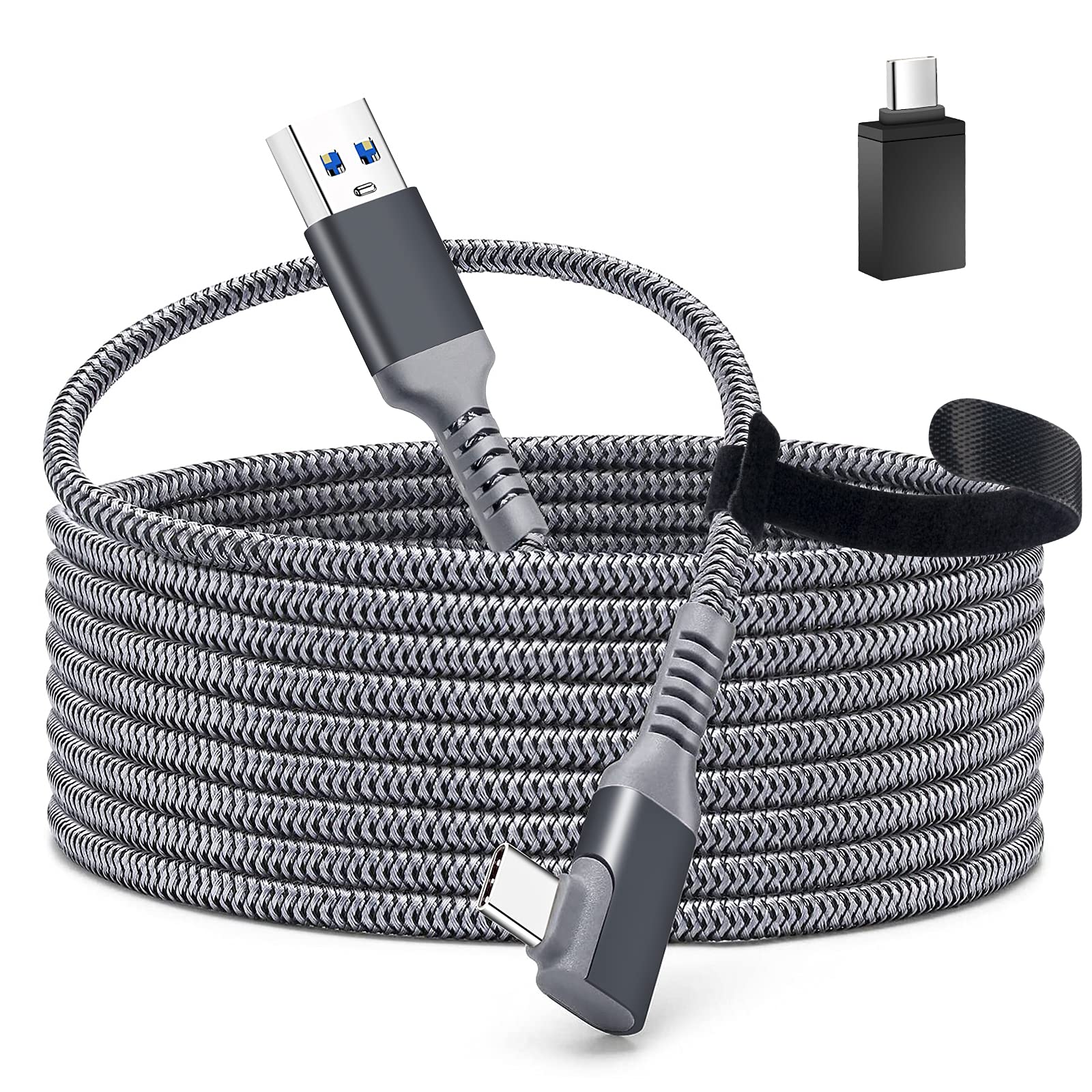 Totu Cable For Oculus Quest 2 Link, 16Ft Usb 3.2 Gen 1 To Type C Link Cable Compatible With Steam Deck, High Speed Data Transfer And Fast Charging For Vr Oculus Quest Headset And Gaming Pc