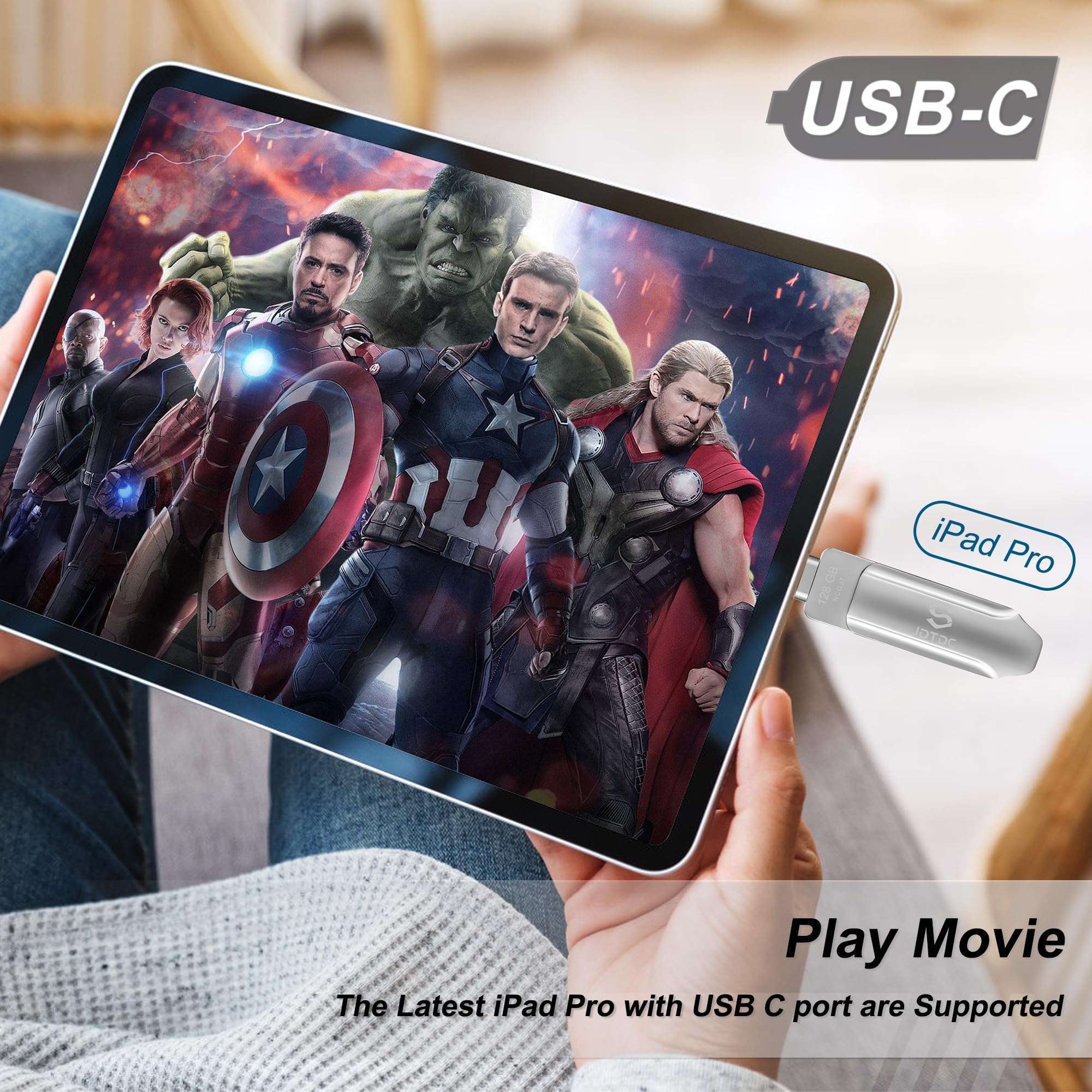 128Gb Photo Stick Iphone 15 Flash Drive Iphone Usb C Memory Stick For Photo Video Contact Iphone External Storage Ipad Photo Bac