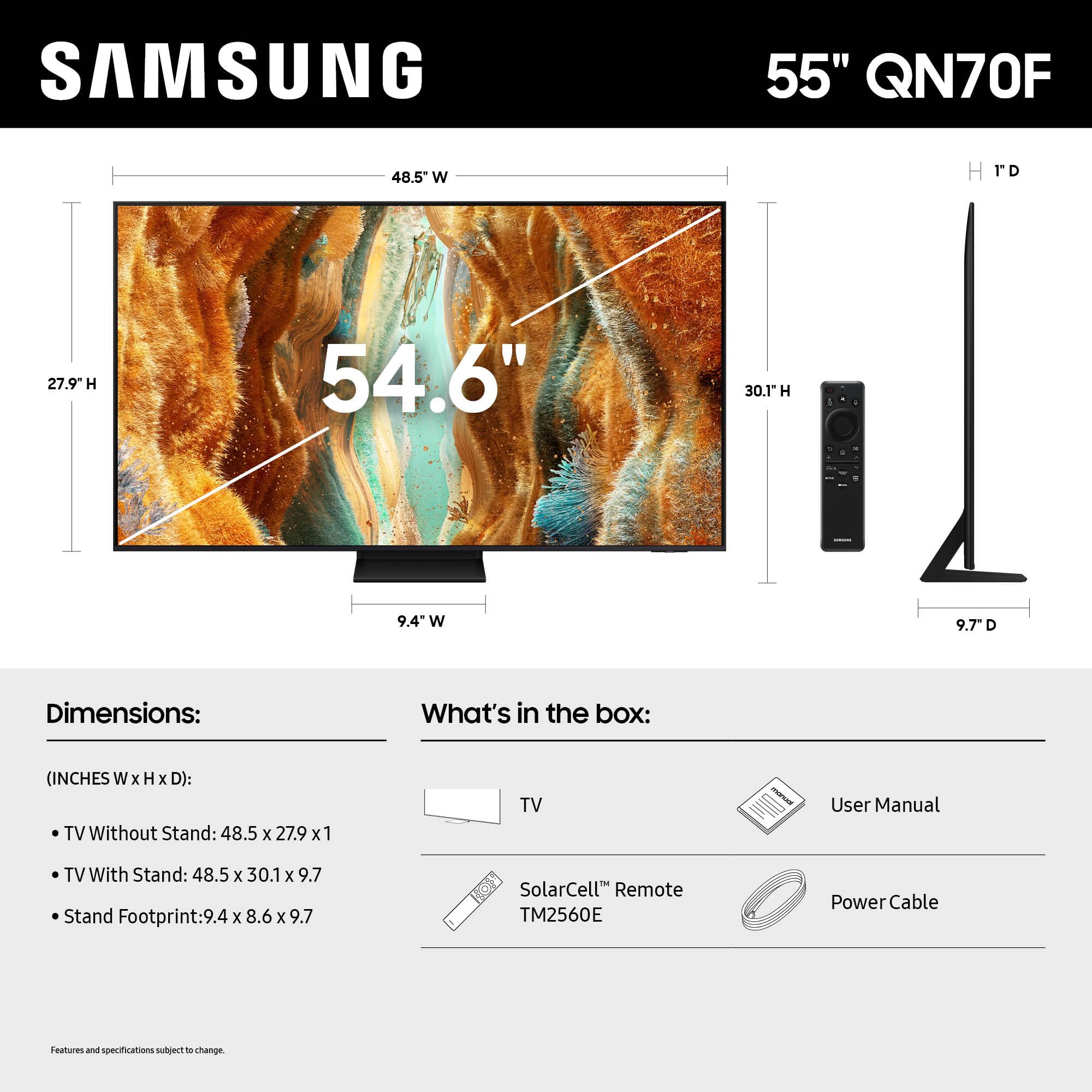 Samsung 55-Inch Class Neo Qled Qn70F 4K Mini Led Smart Tv (2025 Model) Nq4 Ai Gen2 Processor, Quantum Matrix Technology Slim, Mo