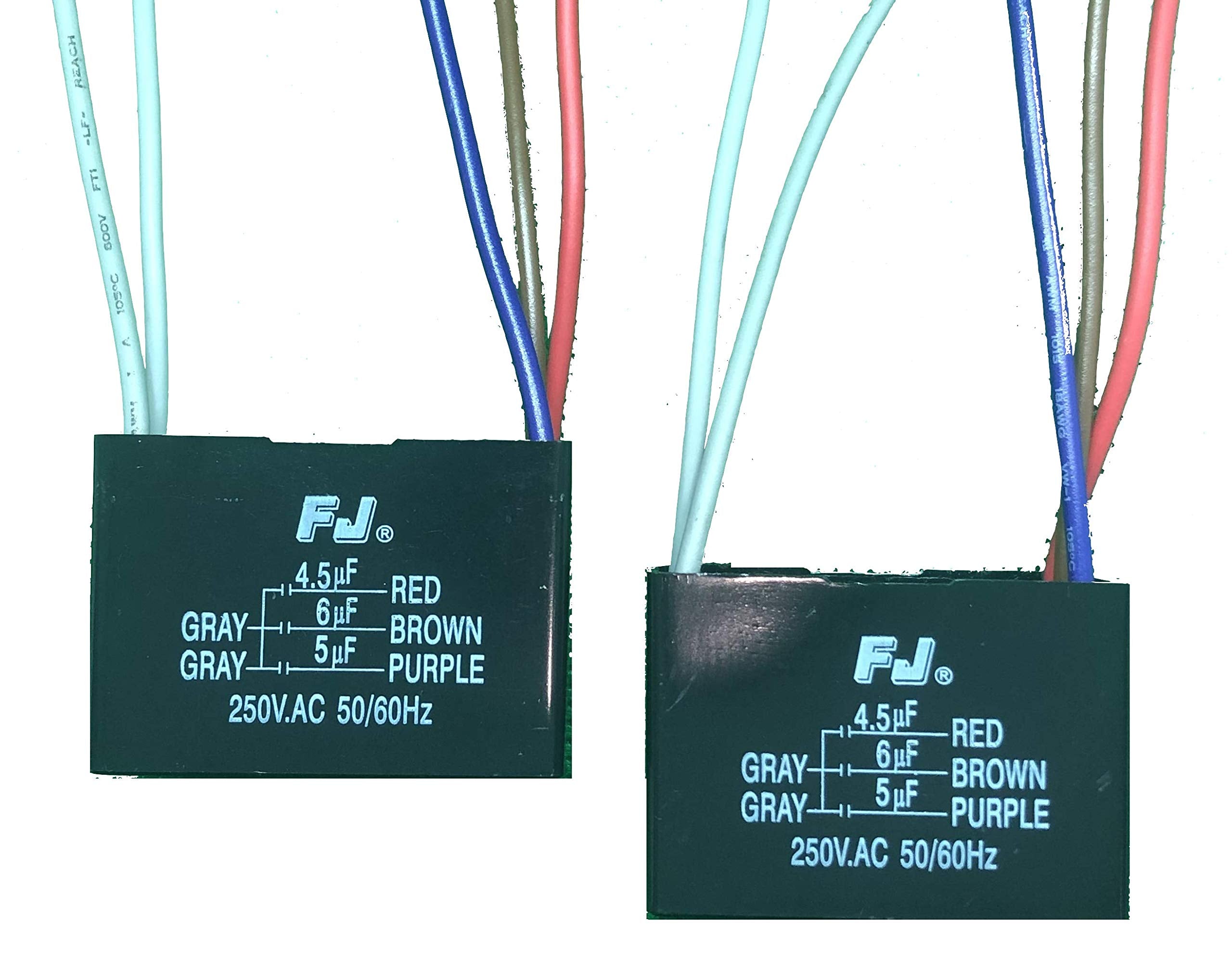 Fj 2 Pack 4.5+5+6 5 Wire Fan Capacitor (2 Pcs)