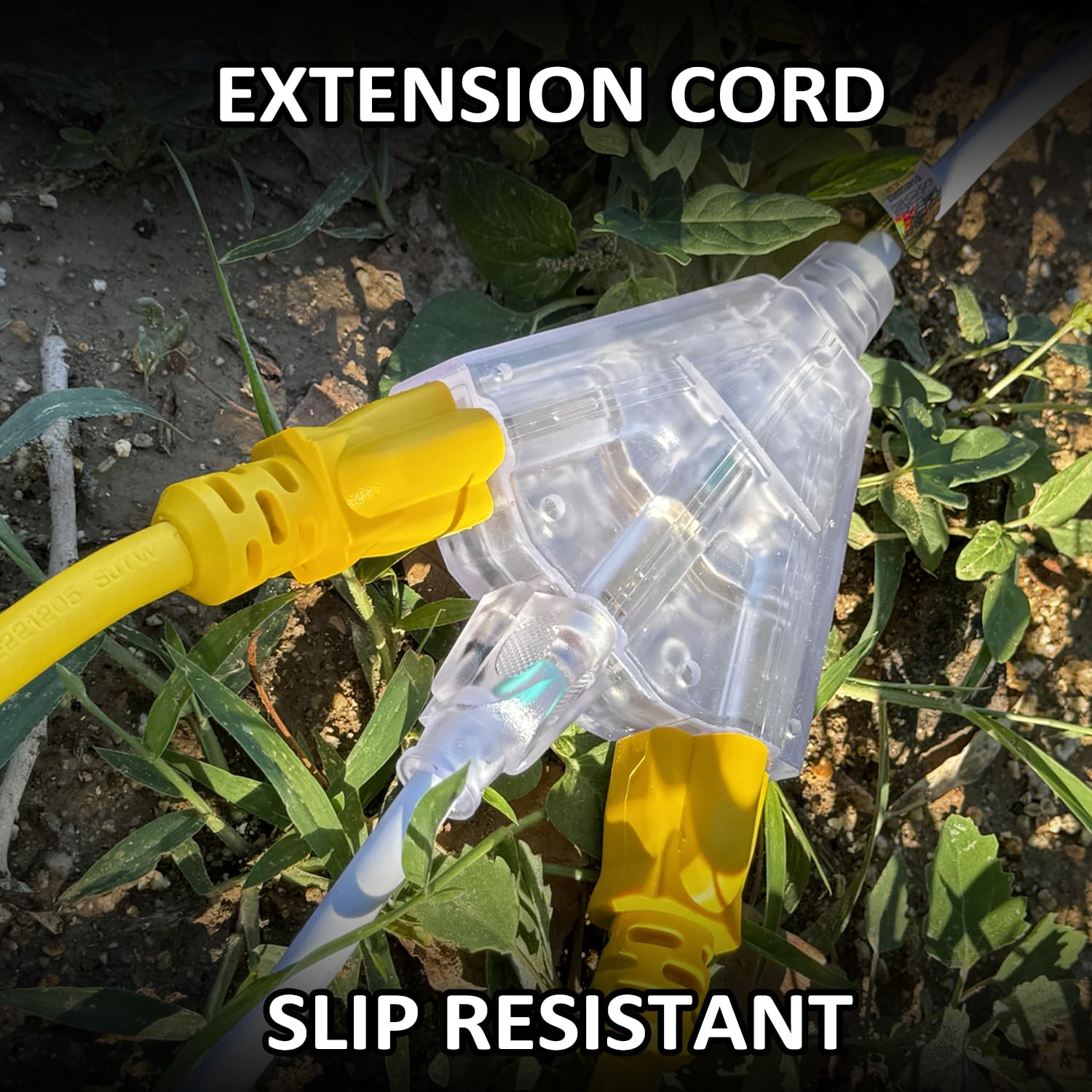 Yojoe 3 Outlets Indoor Outdoor Extension Cord With Lighted End, 3 Prong 15A Weatherproof Power Cord, 14 Gauge Heavy Duty 8 Ft Wh