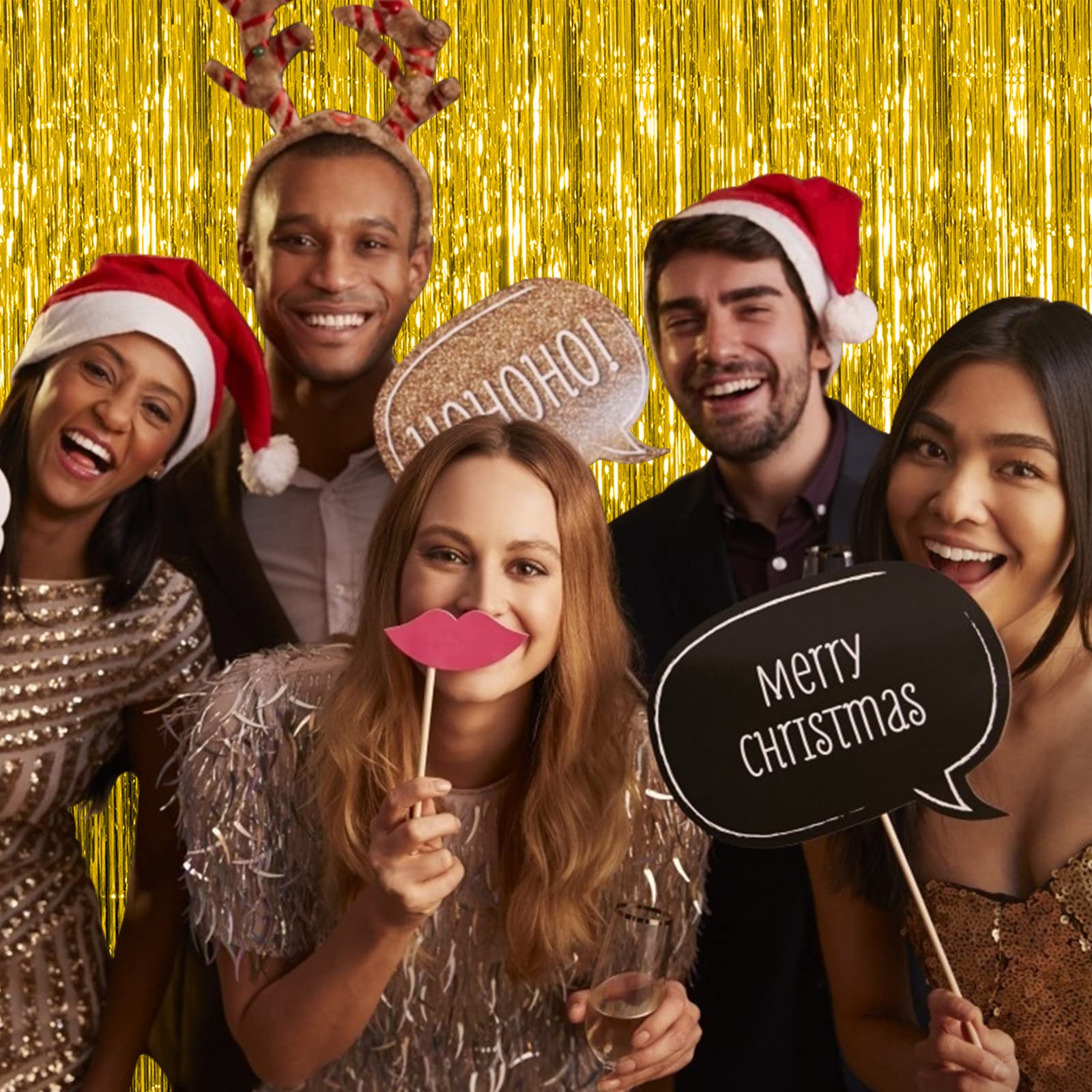 10 Pack Foil Curtain Backdrop Gold Metallic Tinsel Foil Fringe Curtains Photo Booth Props For Birthday Wedding Engagement Baby S