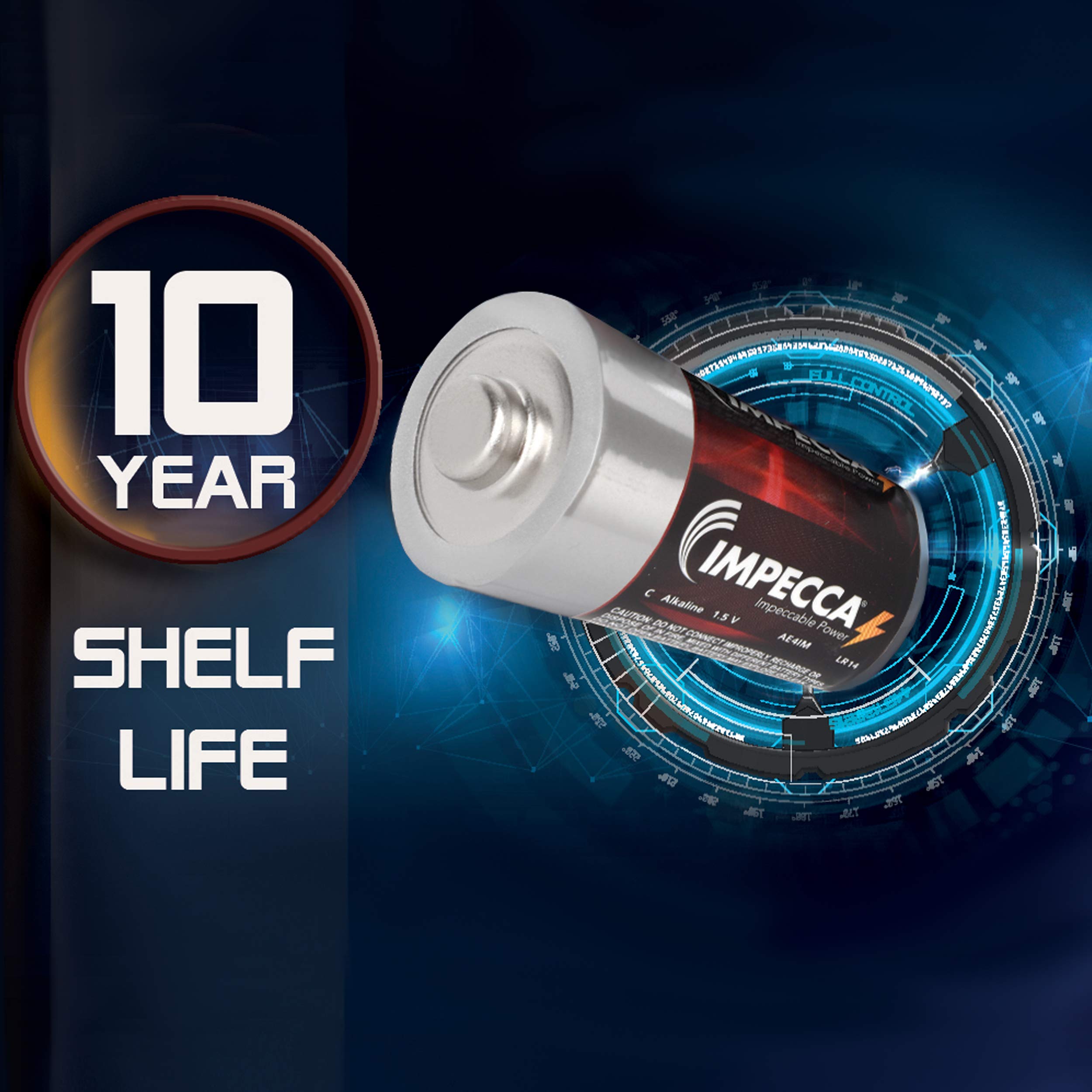 Impecca C Batteries, All Purpose Alkaline Batteries (24 Pack) High Performance, Long Lasting, And Leak Resistant 24 Count Lr14