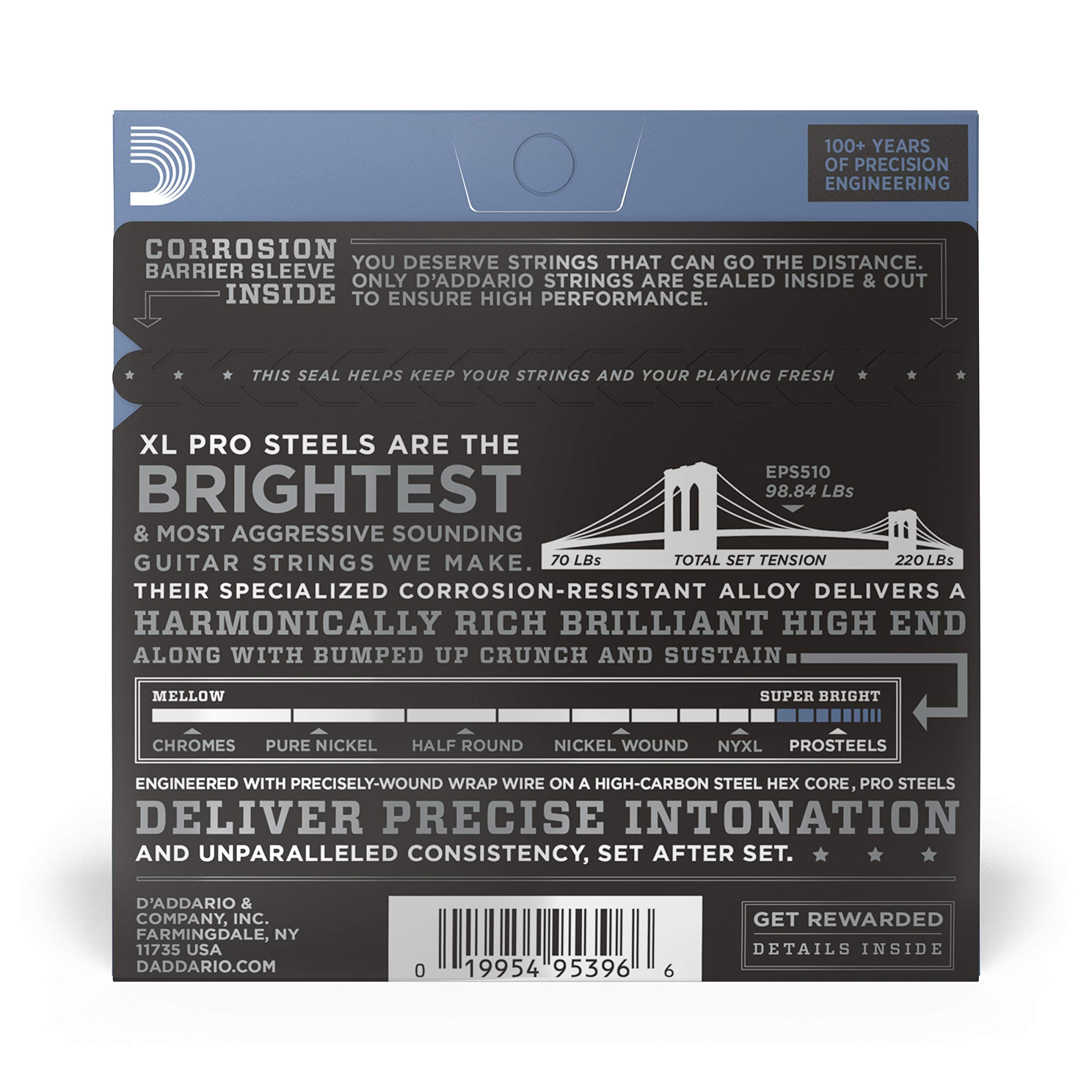 D'Addario Eps510 Prosteels Electric Guitar Strings, Regular Light, 10 46