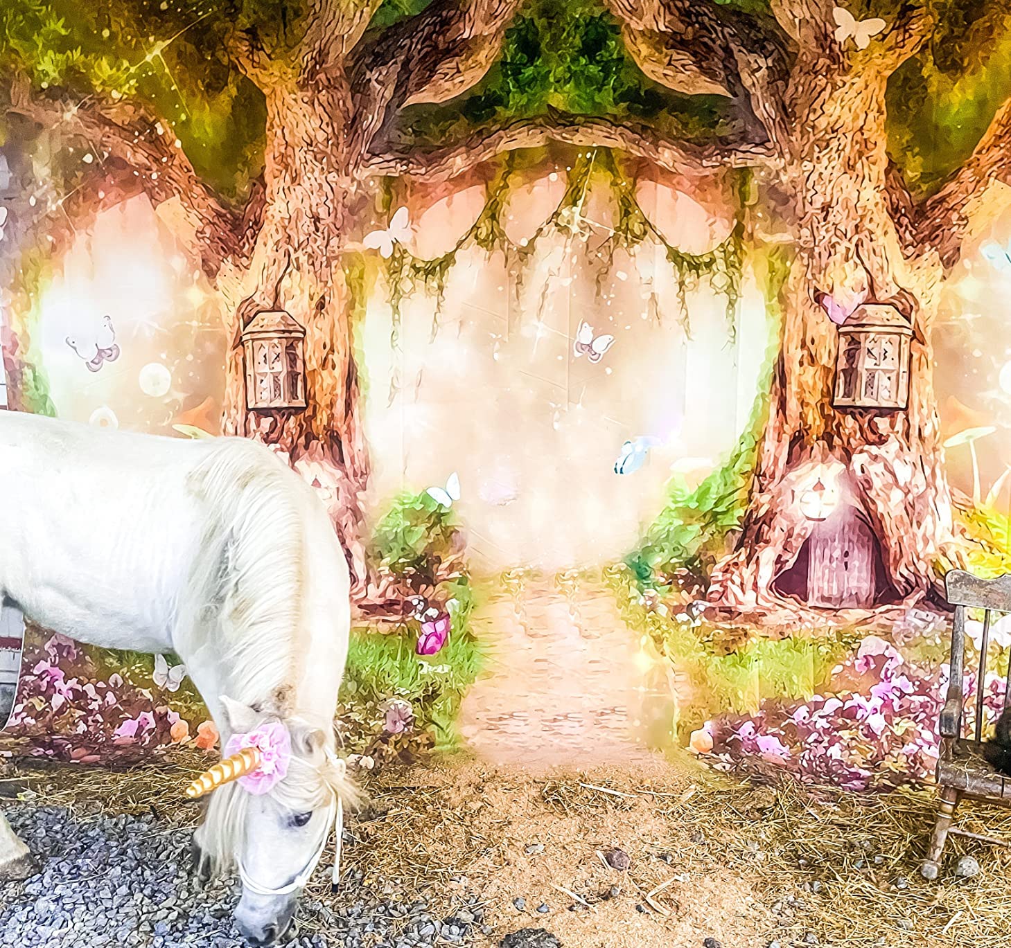 Leowefowa 10X6.5Ft Enchanted Forest Birthday Backdrop Fairy Tale Forest Enchanted Garden Photography Background For Kids Birthda