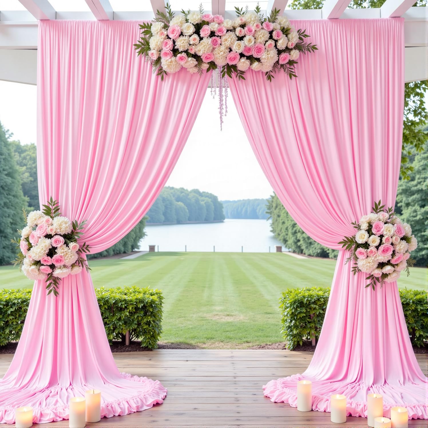 10Ft X 8Ft Wrinkle Free Pink Backdrop Curtain Drapes, Thick Polyester Baby Pink Backdrop For Girls Birthday Wedding Party Backgr