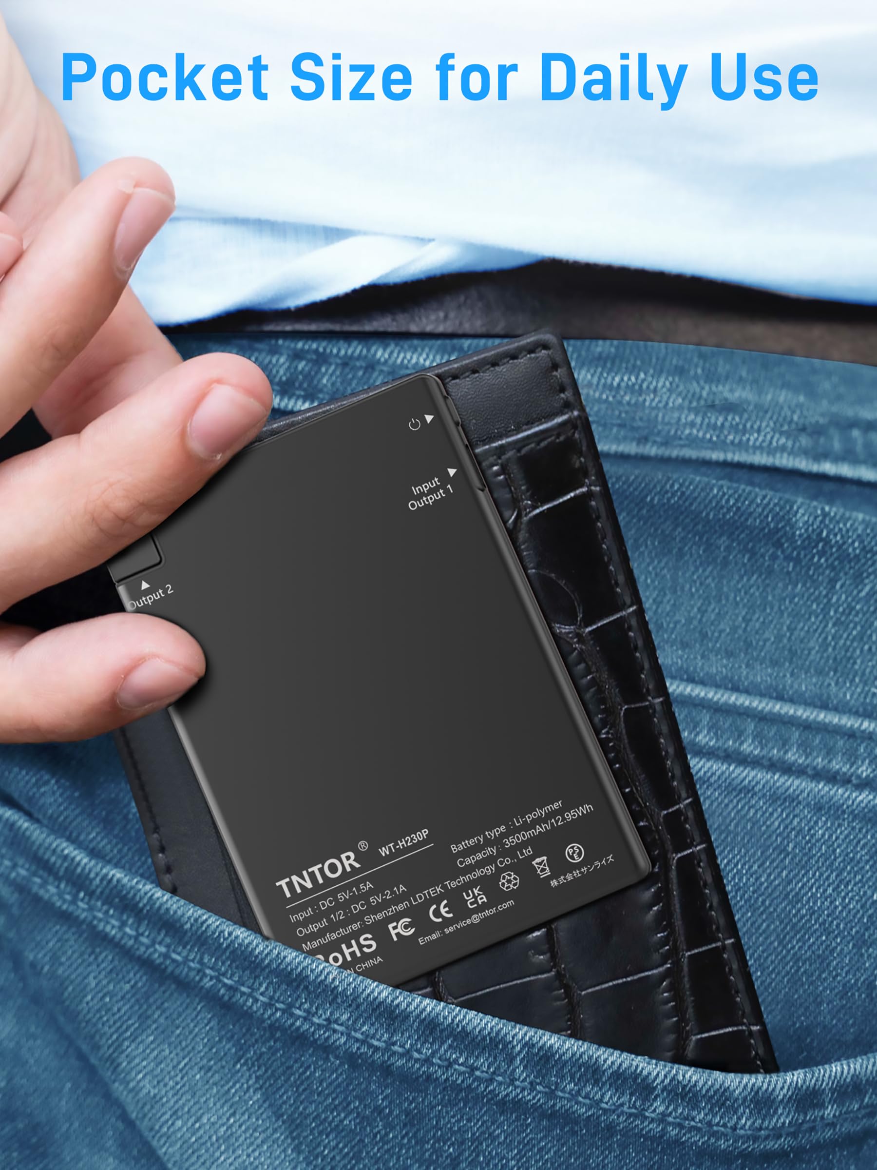 Tntor Portable Charger With Built In Usb C Cable, 3500Mah Ultra Slim External Battery Pack With Smart Powercord, Fast Charging P