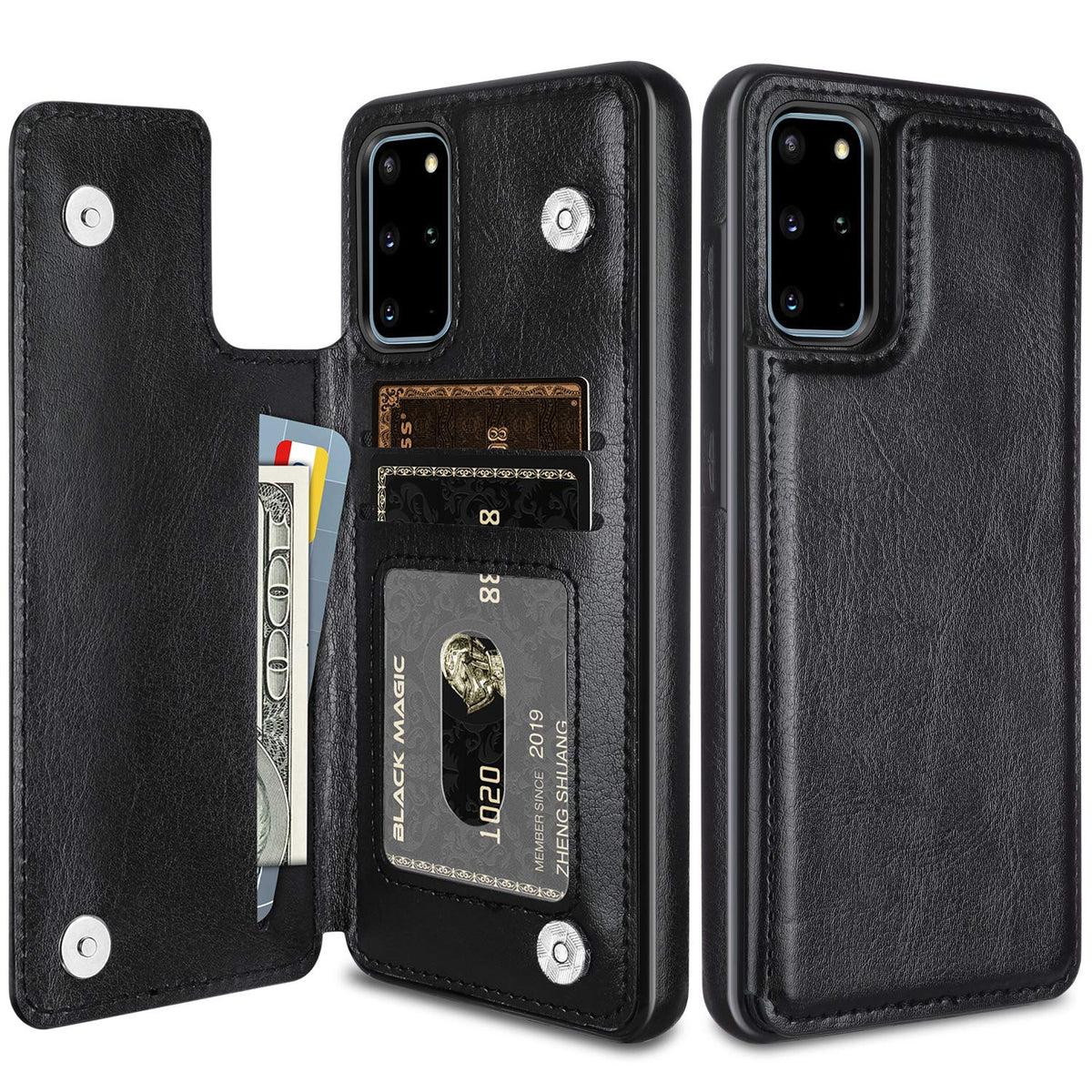 Hiandier Wallet Case For Galaxy S20 Plus Slim Protective Case With Credit Card Slot Holder Flip Folio Soft Pu Leather Magnetic C