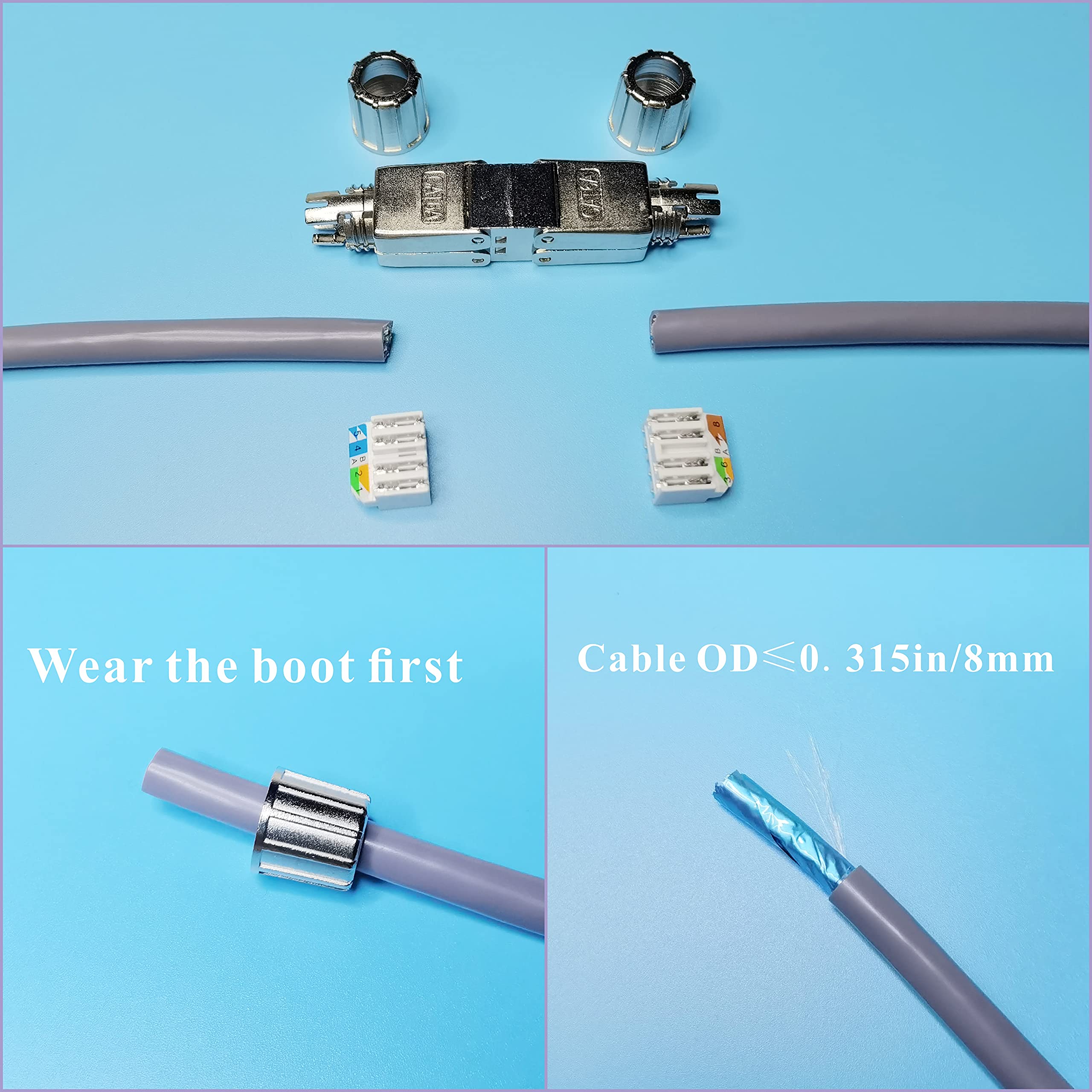 Ethernet Junction Box,Butt Splice Connector Of Cat6A/Cat6E/Cat6/Cat5E/Cat5 Network Cable,Tool Free Shielded Punch Down Type Term