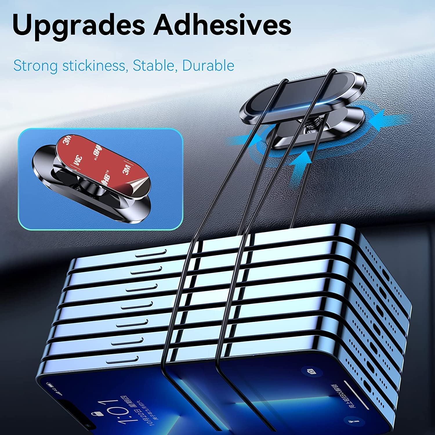 ?2-Pack? Magnetic Phone Holder For Car, [ Super Strong Magnet][ With 4 Metal Plate ] Iphone Magnetic Carmount For Cell Phone, [