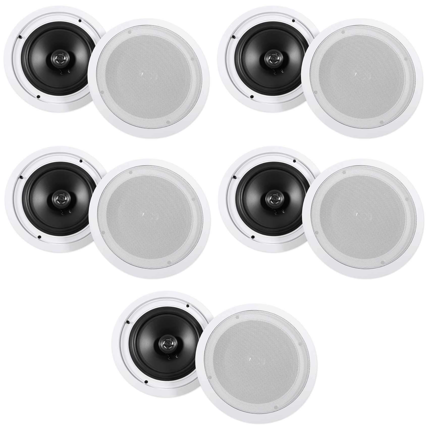 Rockville HC85 700-Watt 8 700W peak/240W RMS 2-Way in-Ceiling Home Theater Speakers 8-Ohm, Polypropylene Cone, Paintable Flush M
