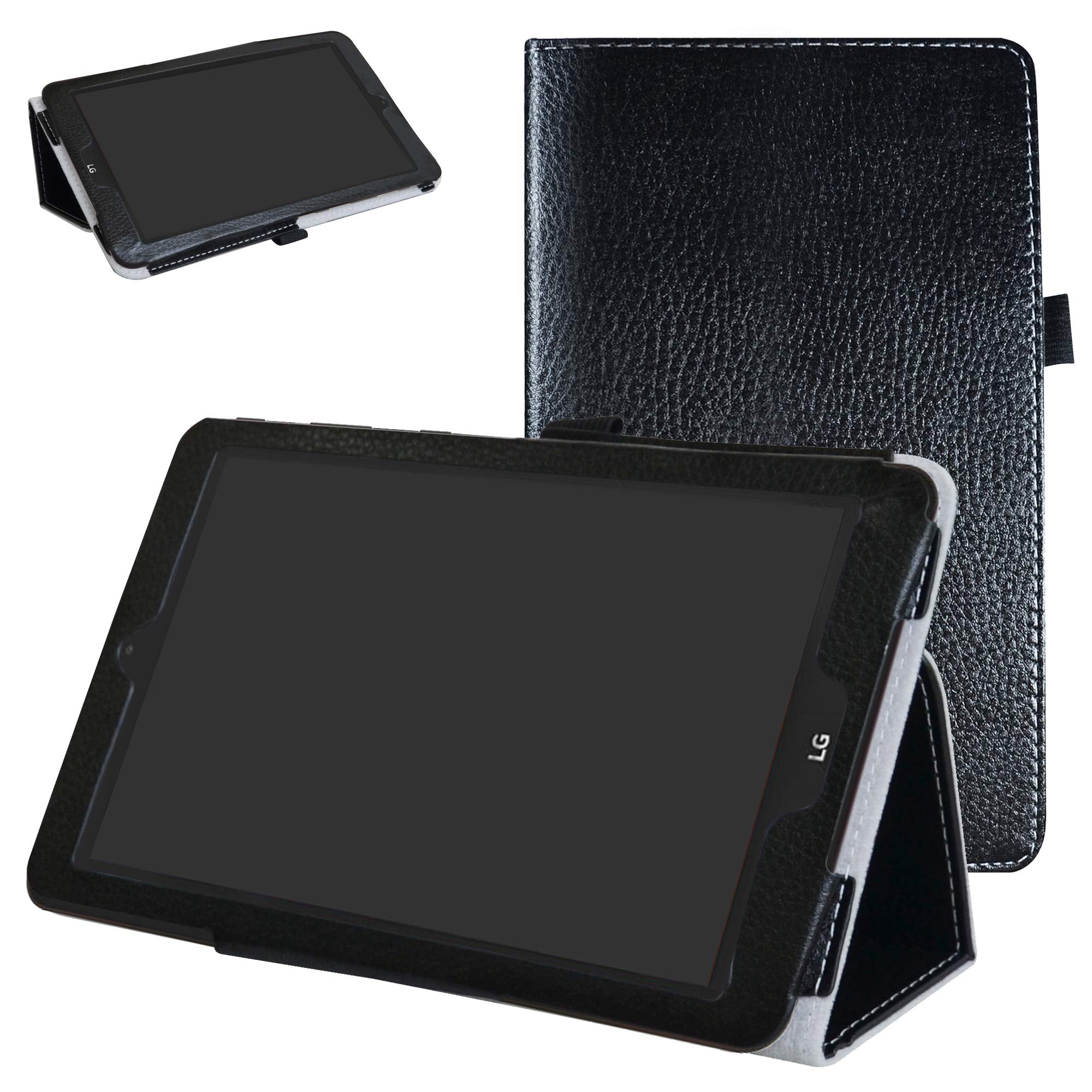 Mama Mouth Black Leather Folio Case for LG G Pad X2 8.0 Plus/Sprint G Pad F2 8.0, 2-Folding Stand Cover, Tablet Case