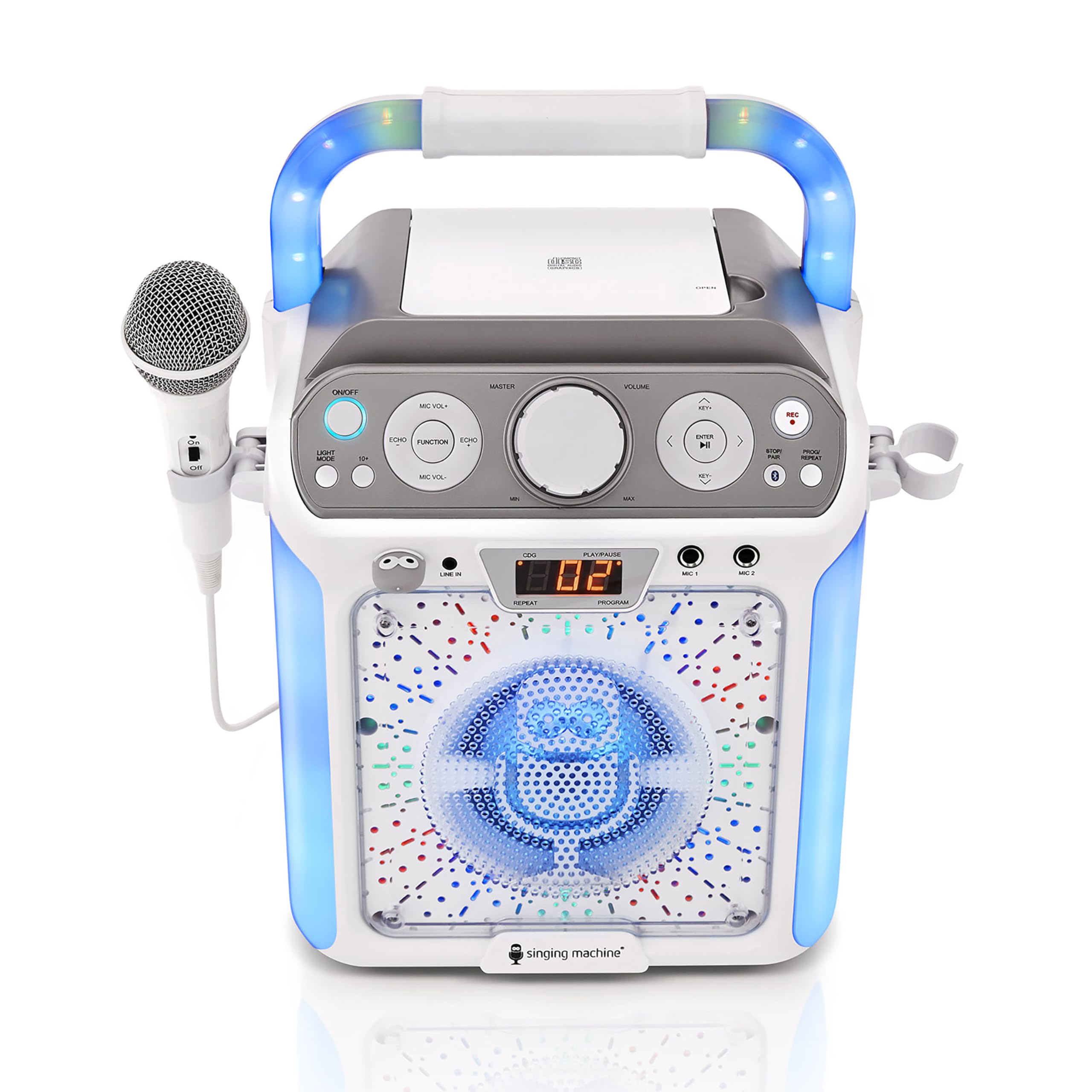 Singing Machine Sml682Btw Groove Cube Karaoke Player With Bluetooth And Echo Control, White