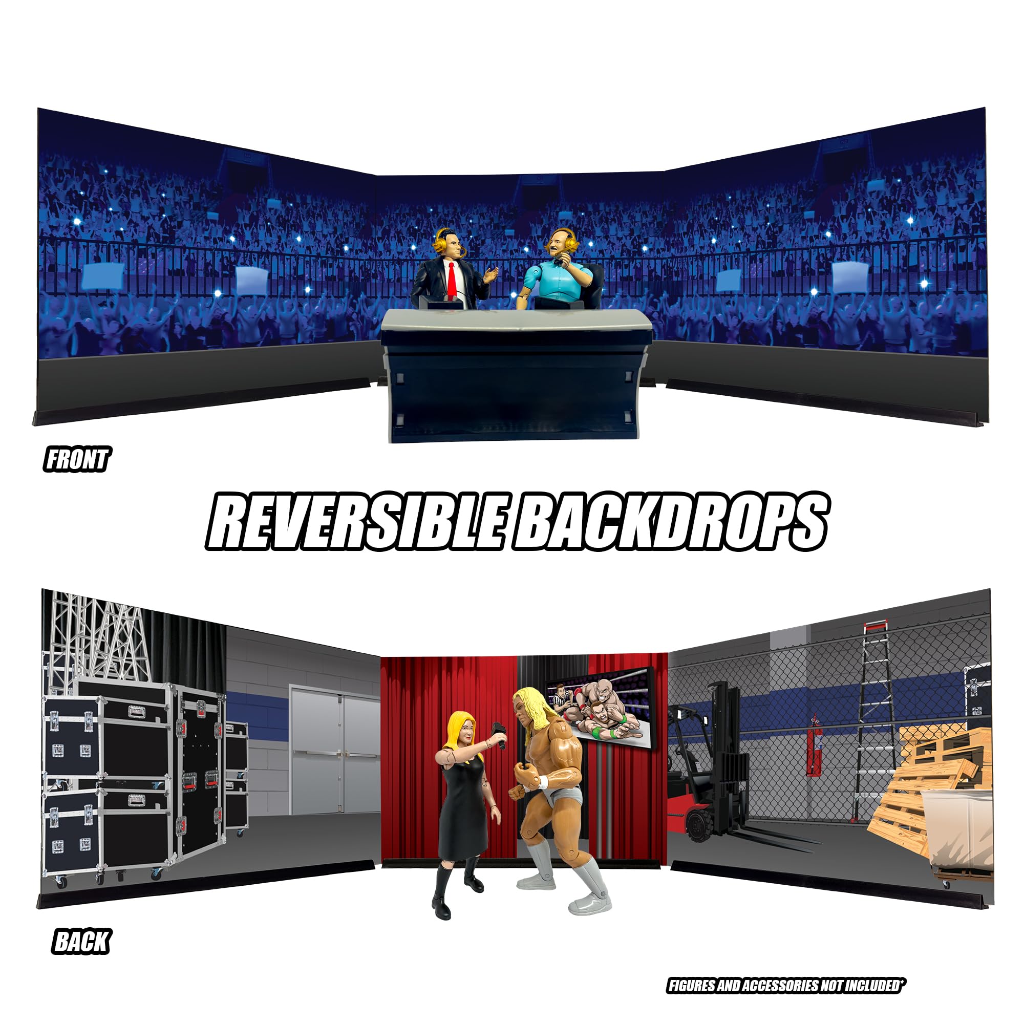 Reversible Wrestling Action Figure Backdrop Dioramas For Wwe & Aew Wrestling Action Figures