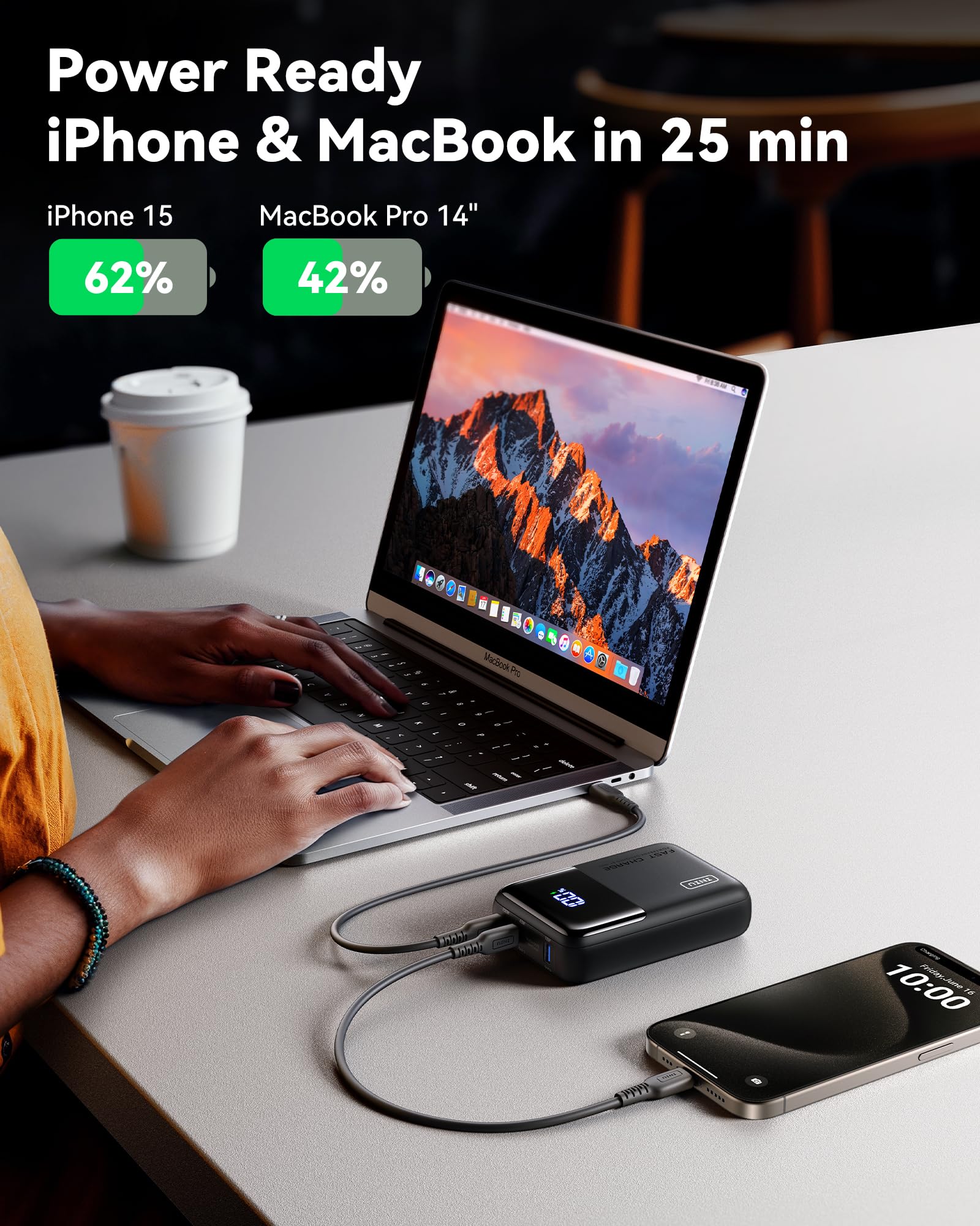 Iniu 100W Power Bank, Mini Size 25000Mah High Capacity Laptop Portable Charger, Usb C In&Out Tablet Powerbank, Smart Digital Dis