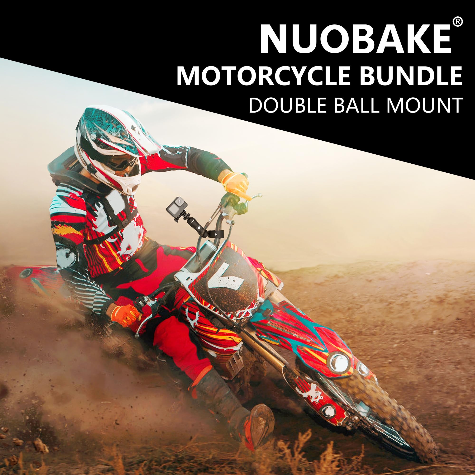 Bike Motorcycle Handlebar Mounting Bundle Kit For Insta360, Third Person Bicycle Handlebar Selfie Stick Clamp Action Camera Accessories Mount Compatible With Insta360 X4 X3 X2 X One Go3 S, Gopro Etc