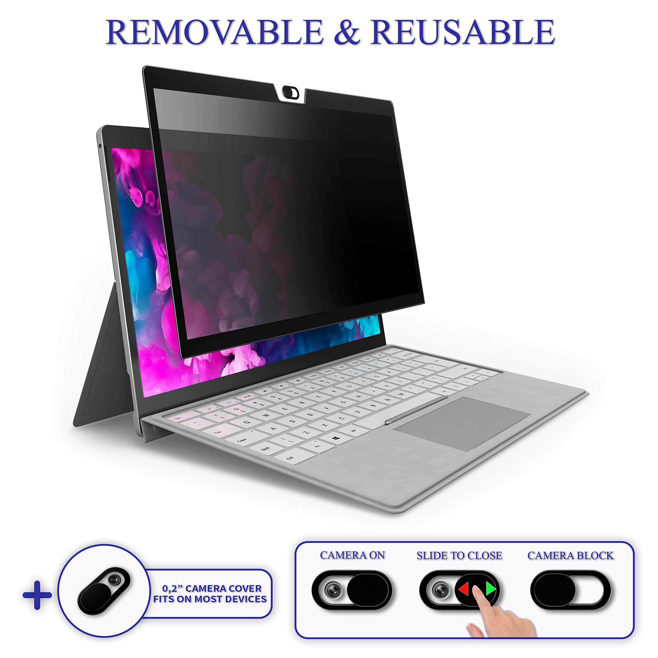 Ez Pro Screen Protector Privacy Filter For Surface Pro 8 And Surface Pro X, Comes With Camera Cover Slide, Provide Privacy, Anti