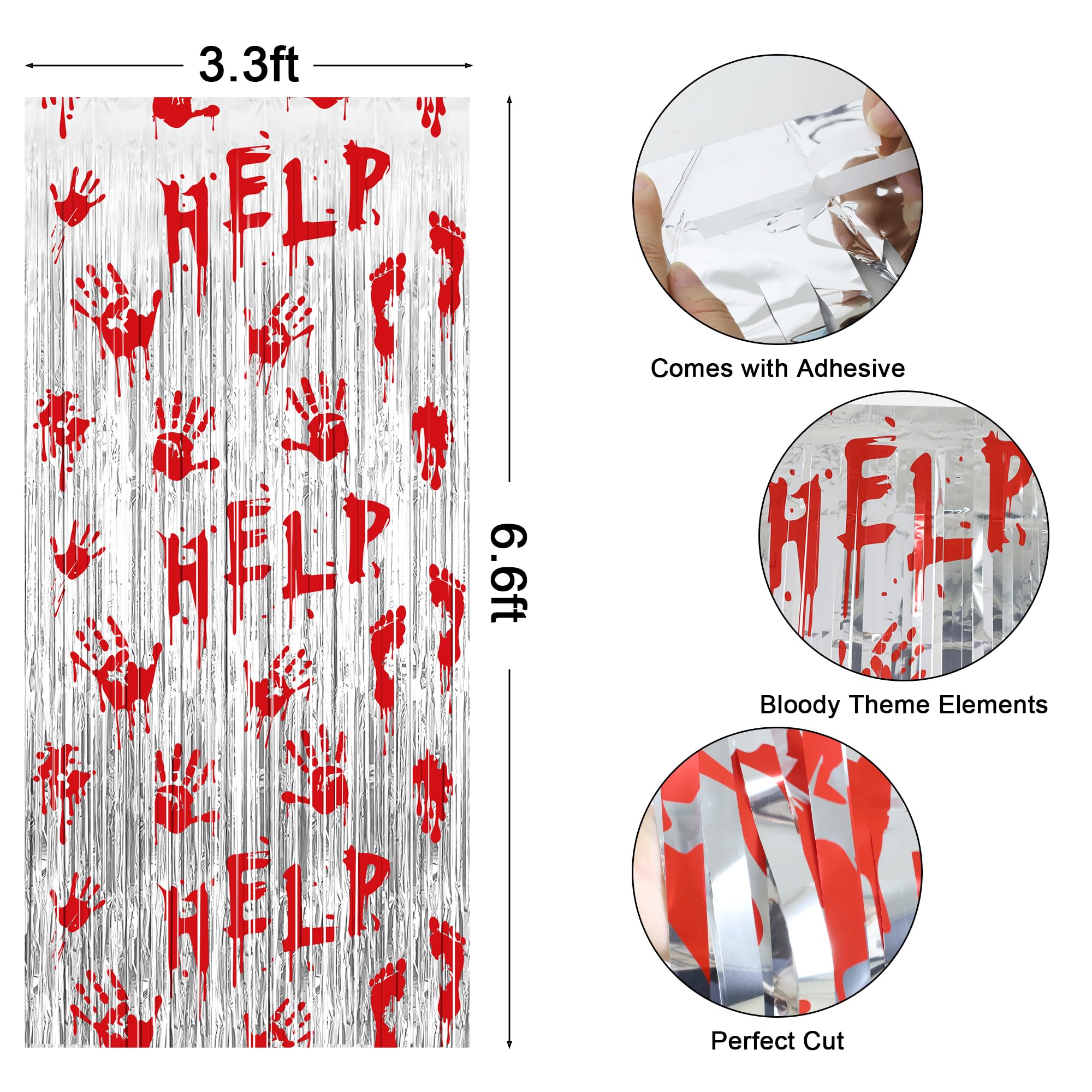 Halloween Party Decorations Scary Bloody Halloween Photo Backdrop Streamers, 2 Pack 3.3 X 6.6 Ft Zombie Vampire Halloween Party