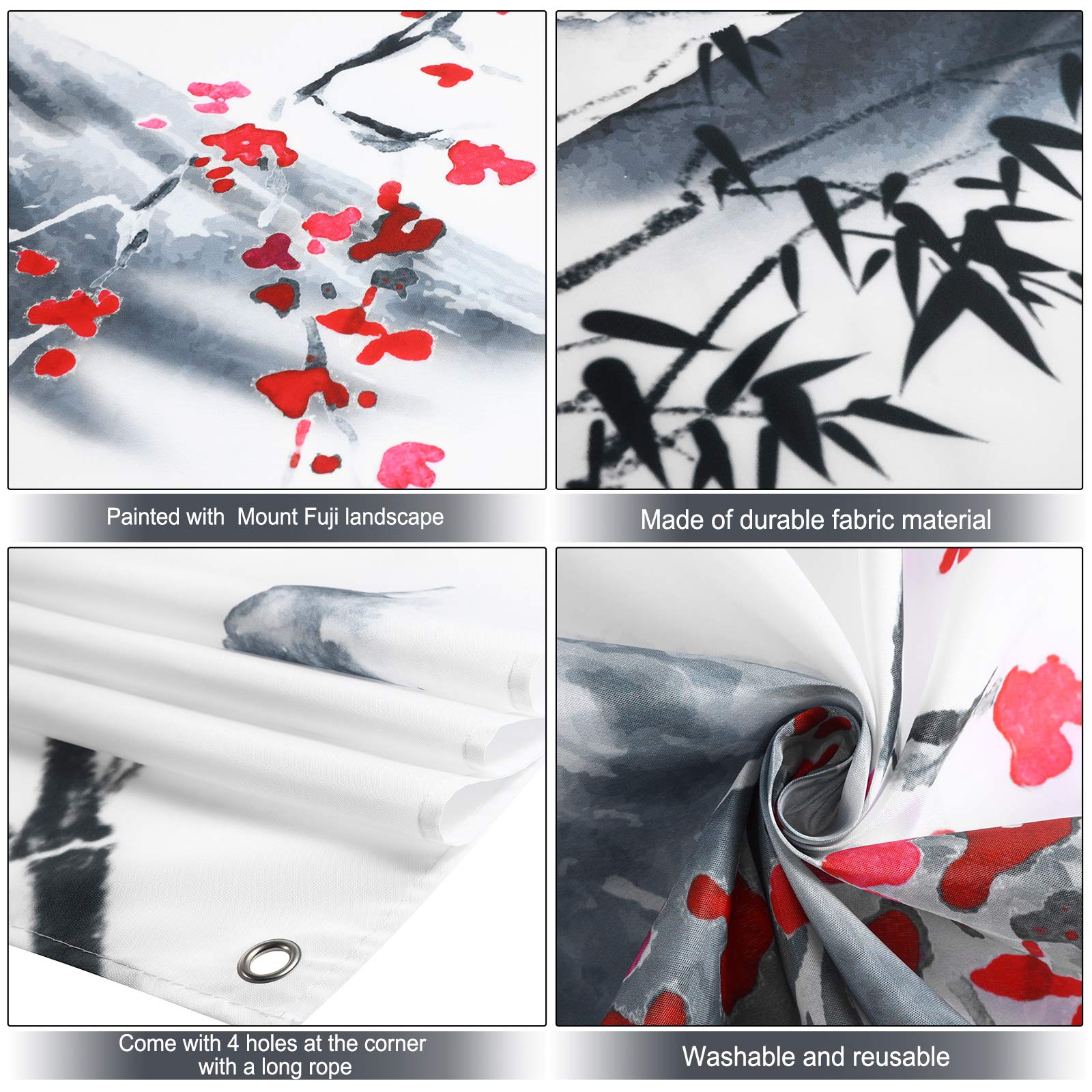 Japanese Wall Hanging Photo Banner Asian Mount Fuji Red Sun Backdrop Japanese Landscape Nature Background For Japanese Party Wal