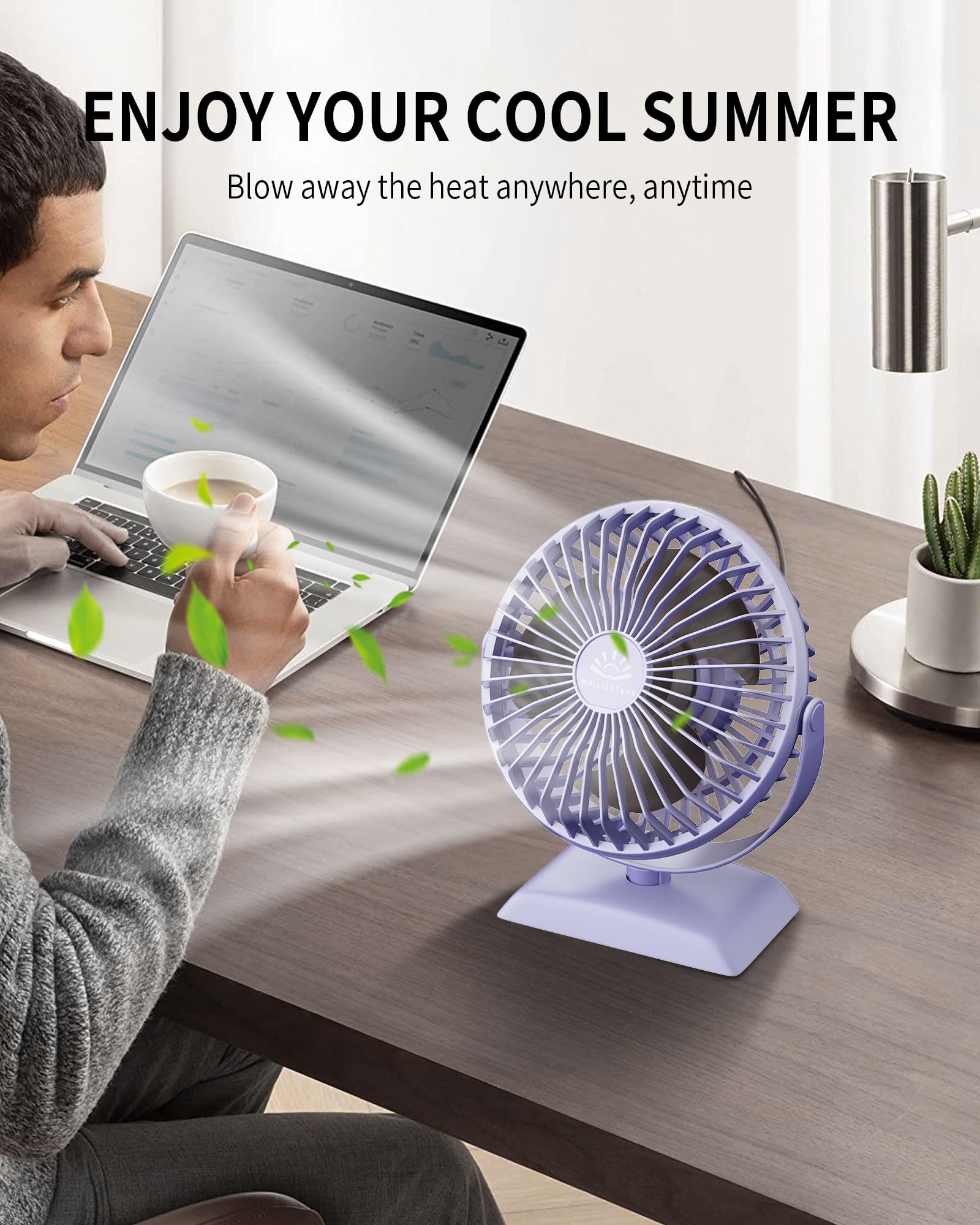 Usb Desk Fan, Mini Fan But Powerful, Portable Usb Fan With 3 Speeds, Quiet Table Personal Fan, 360Rotate Coolness, Small Table F