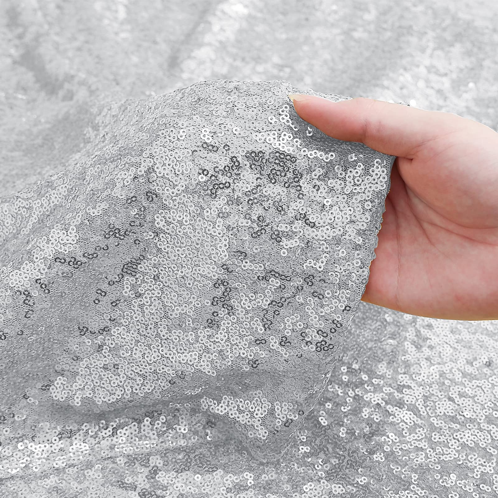 Sugargirl Silver Sequin Backdrop Curtain 4 Panels 2Ftx8Ft Glitter Silver Background Drapes Sparkle Photography Backdrop For Part