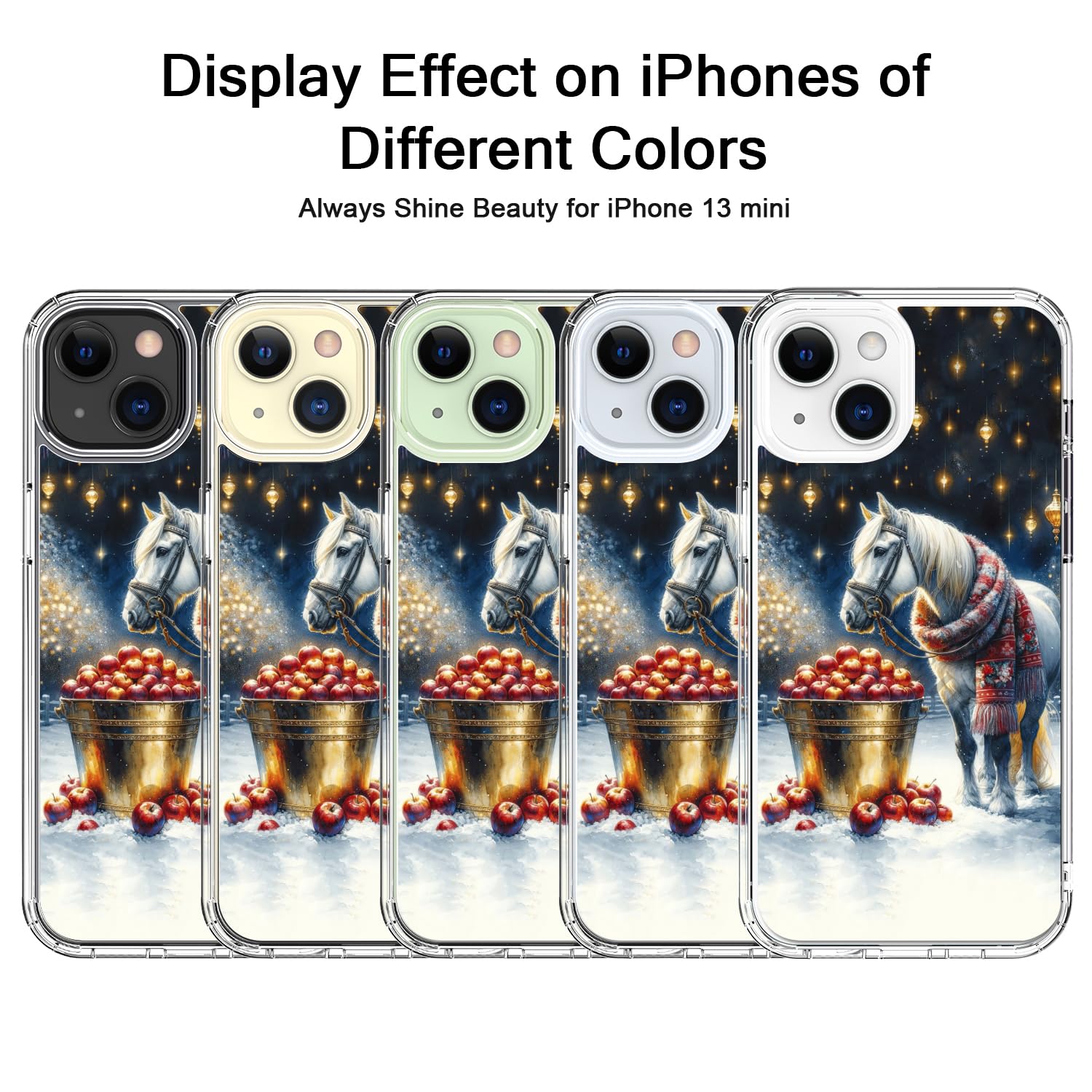Bicol Christmas Phone Case For Iphone 13 Mini With Screen And Camera Lens Protector - Wireless Charging - Slim Shockproof Protec