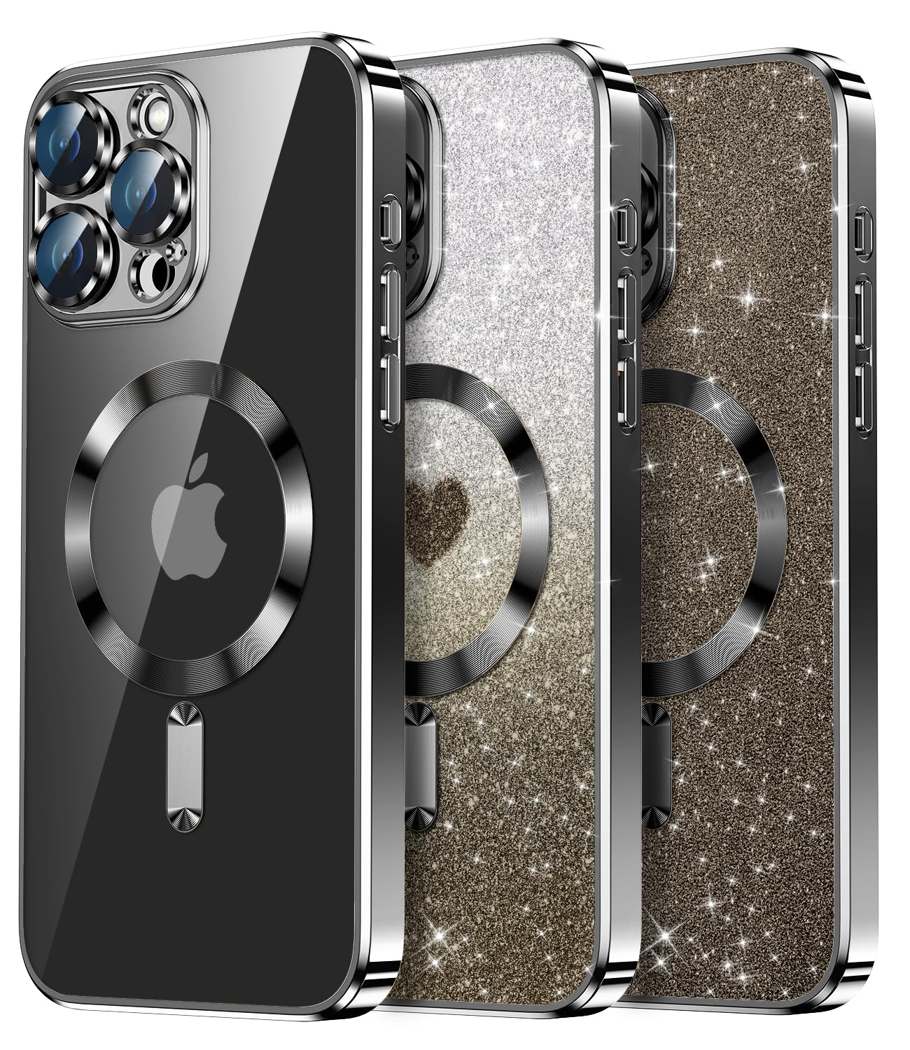 Waldeng For Iphone 16 Pro Max Case With 1X Screen Protector, [Seamless Work With Magsafe] [Interchangeable Glitter Card], With I