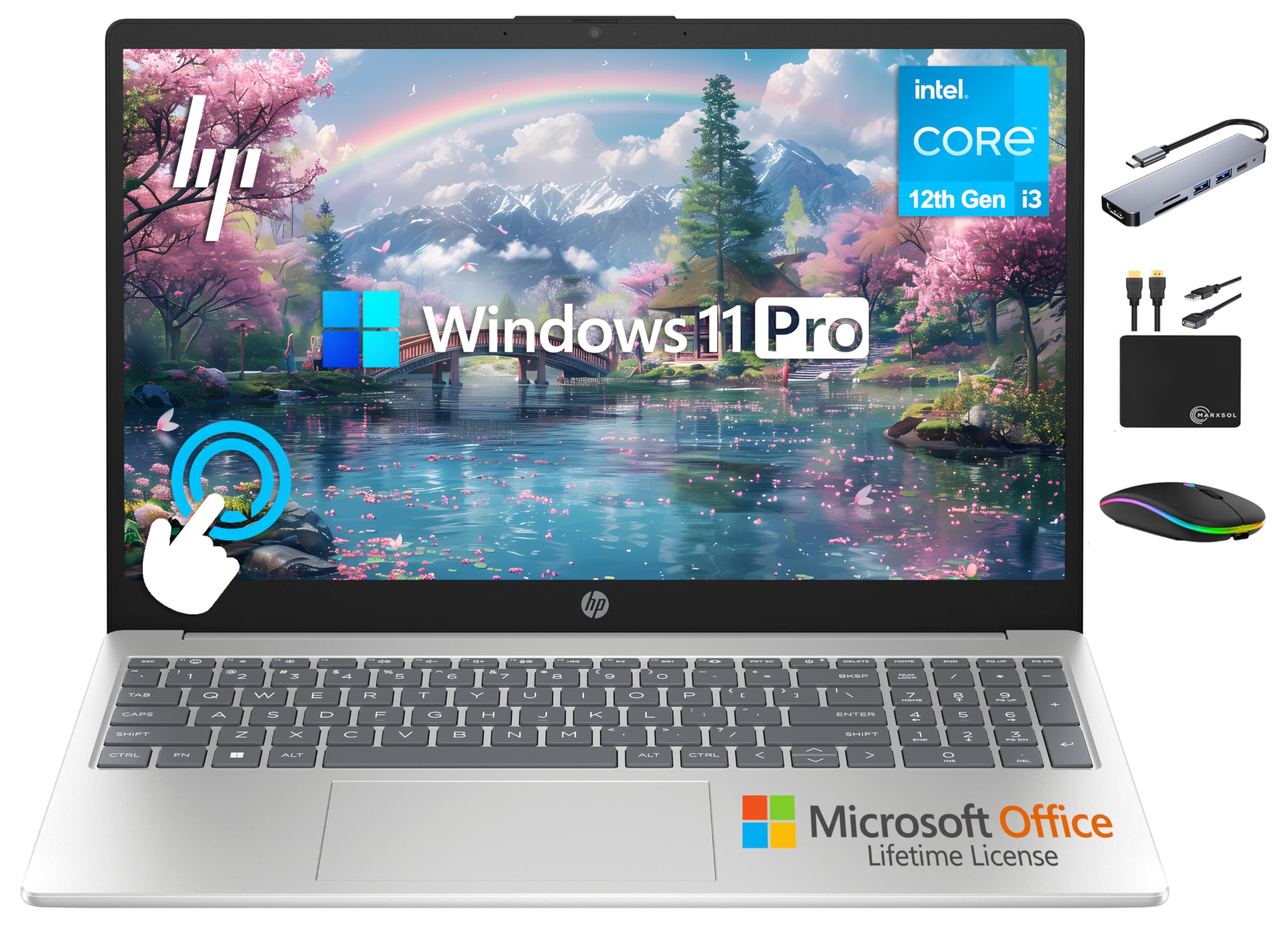 HP 2025 Business 15.6 HD Touch Laptop, 6-Core Intel i3 Processor (Upto 4.4GHz), 16GB RAM, 1TB Storage (512GB SSD+500GB Ext), Lon
