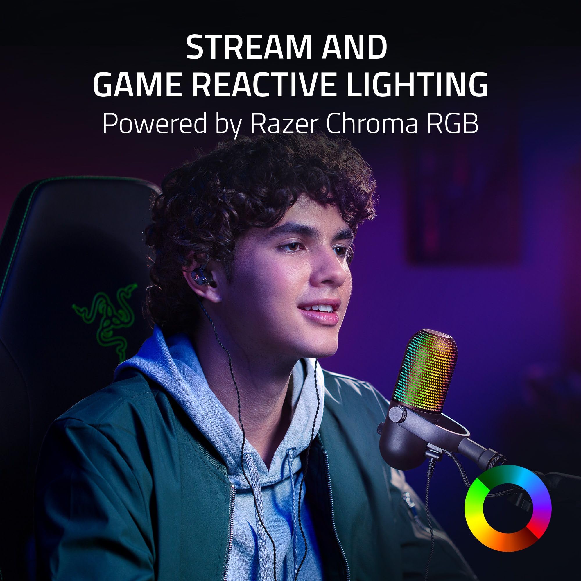 Razer Seiren V3 Chroma Rgb Usb Microphone: Stream & Game Reactive Lighting - Tap-To-Mute Sensor - Condenser Mic - Digital Gain L