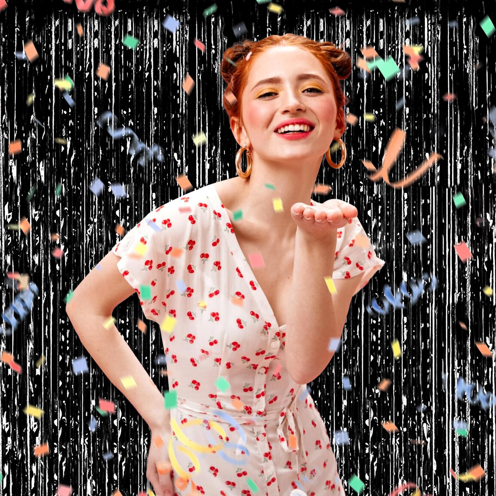 3 Pack Red Foil Fringe Curtain Backdrop, 3.28Ft X 8.2Ft Metallic Tinsel Foil Fringe Streamer Curtains For Photo Booth, Christmas