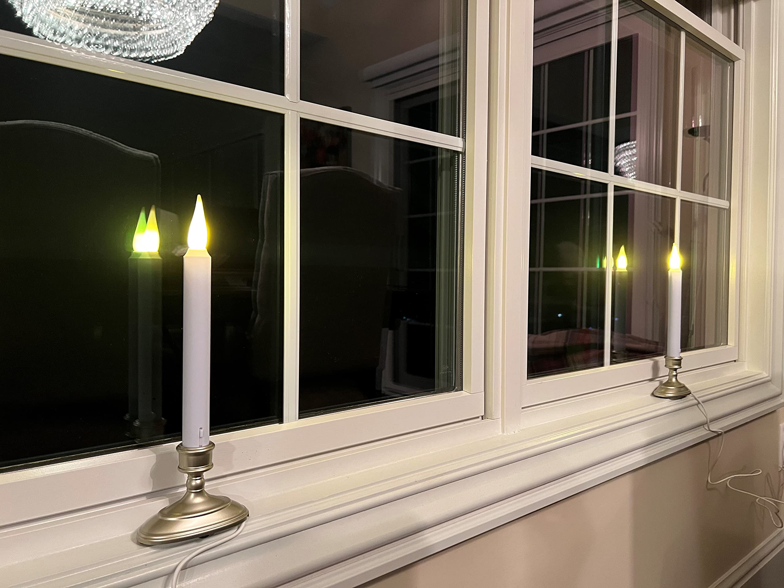 612 Vermont Led Electric Window Candles With Sensor Dusk To Dawn, Warm White Flicker Flame Or Steady On, Usb Low Voltage Adapter