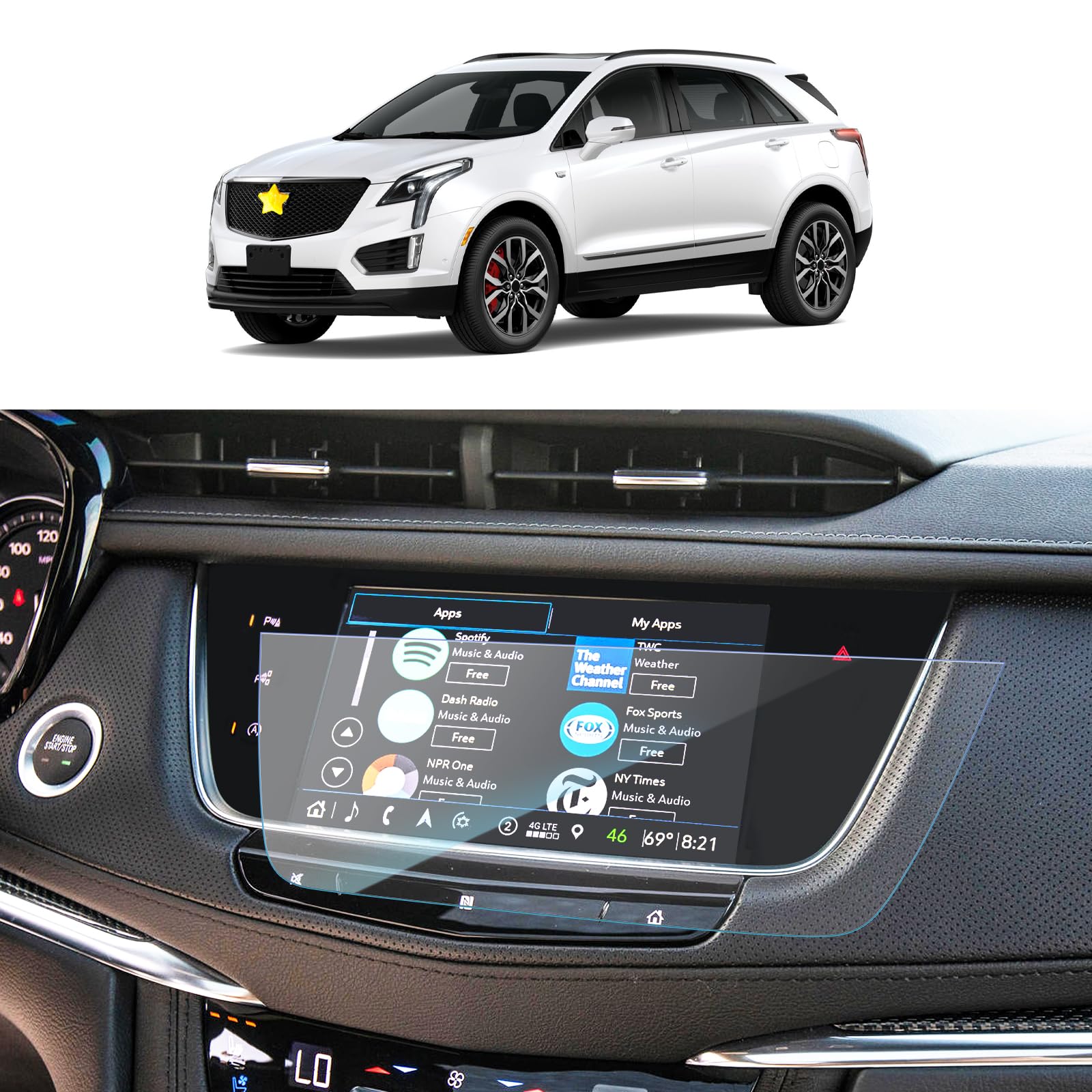 Sktu Screen Protector For 2017 2025 Cadillac Xt5 / 2020 2025 Cadillac Xt6 8In Navigation Screen 2017 2025 Xt5 Accessories Tempered Glass Hd Clear