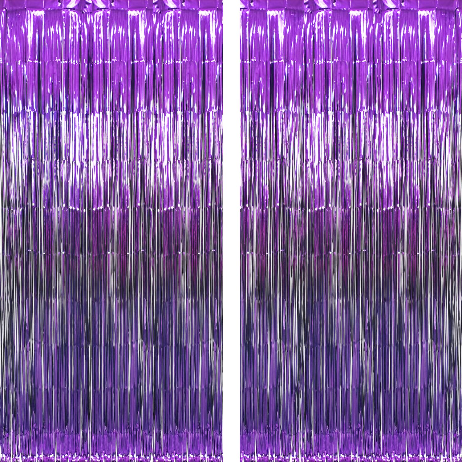 Goer 6.4 Ft X 8.2 Ft Metallic Tinsel Foil Fringe Curtains,Pack Of 2 Party Streamer Backdrop For Halloween Birthday,Graduation An