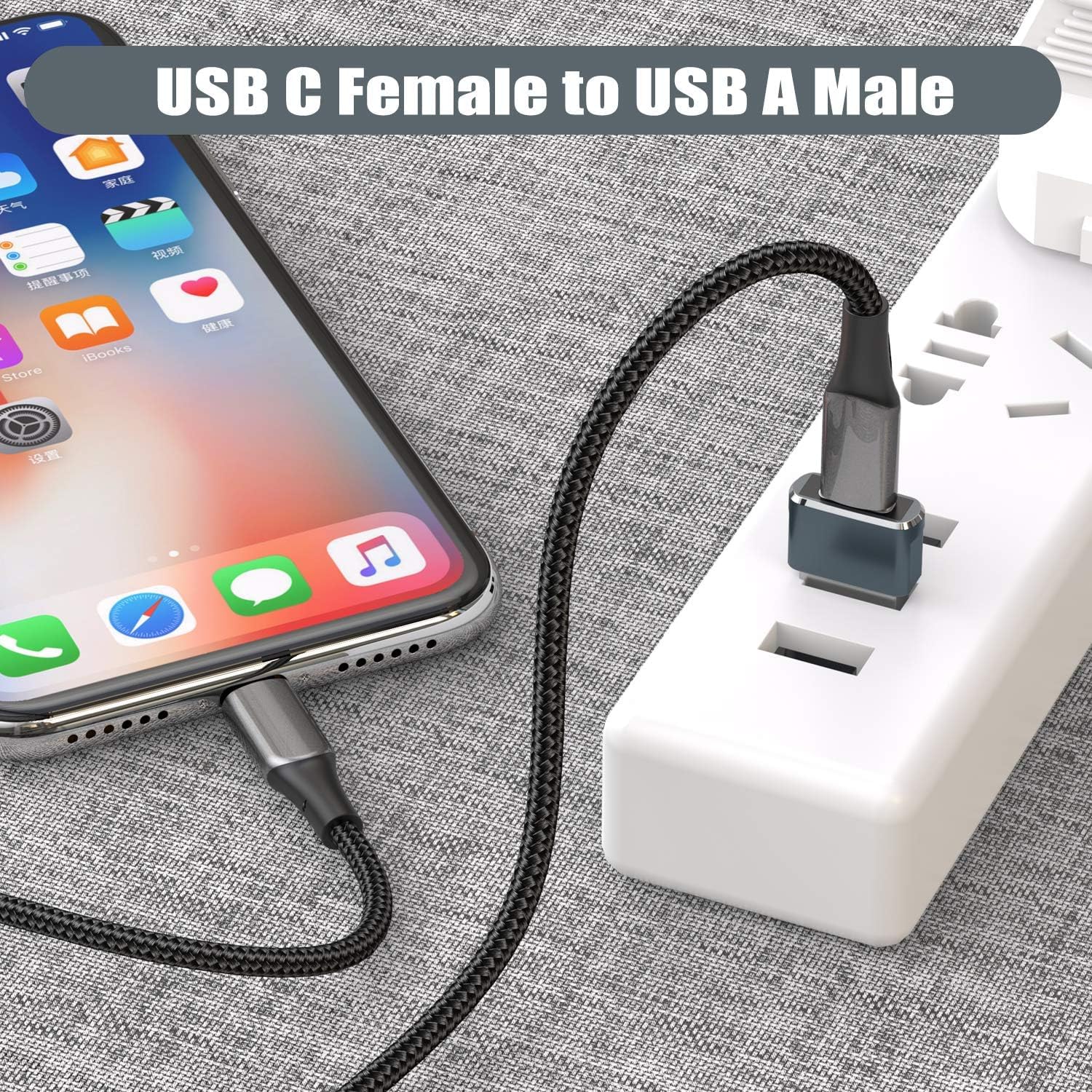Basesailor USB to USB C Adapter,iPhone 16 16e 15 Pro Max Charger Adapter 3Pack,USBC Female to USB A Male,Type C OTG Converter for Apple Watch iWatch 10 9 SE,AirPod,iPad Mini Air,Samsung Galaxy S25 S24