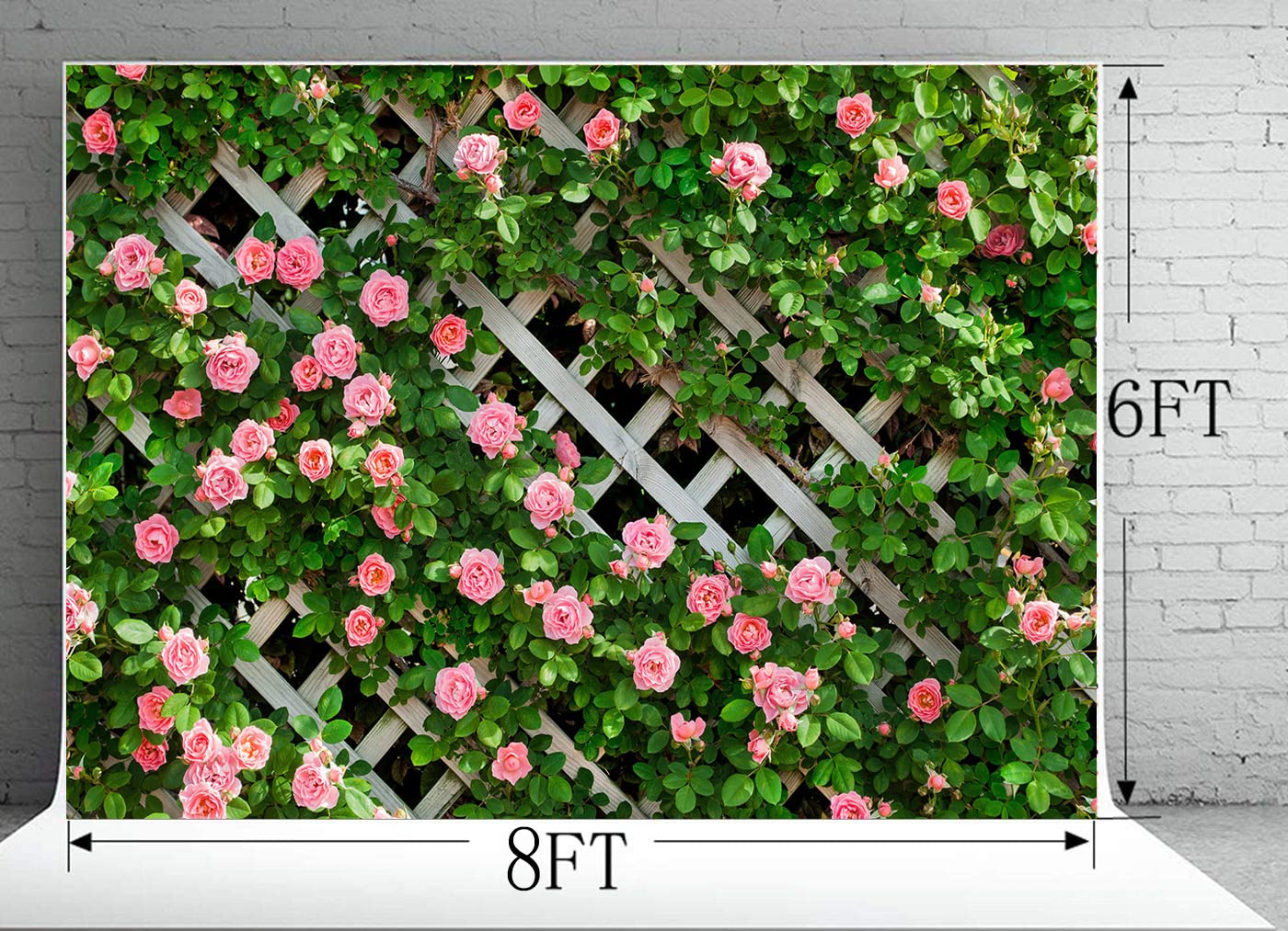 Aiikes 8X6Ft Flowers Backdrop For Photography Spring Floral Photo Backdrop Green Leaf Fence Backdrops Wedding Bridal Backdrop Ba