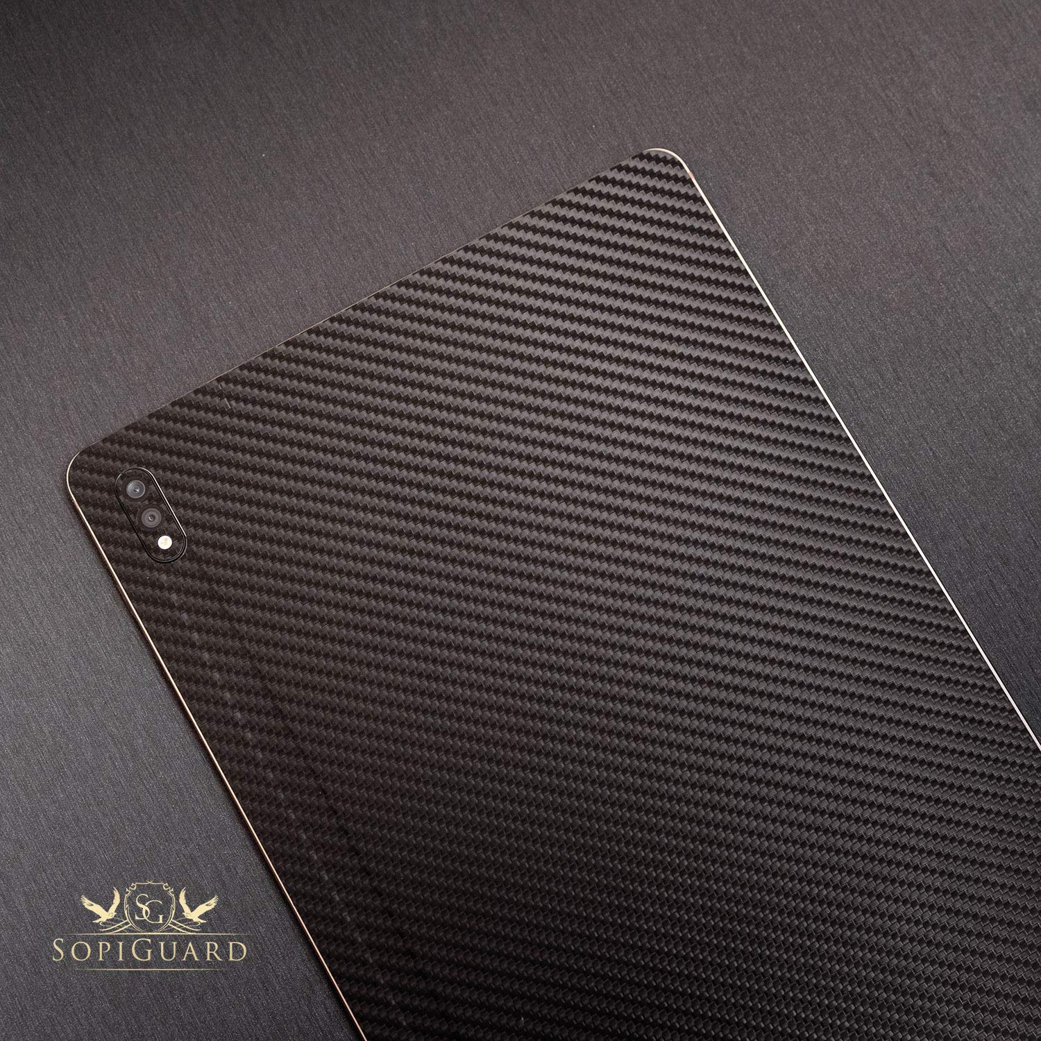 Sopiguard Sticker Skin For Samsung Galaxy Tab S7+ Precision Edge To Edge Full Body Wrap Vinyl Decal (Forged Carbon)