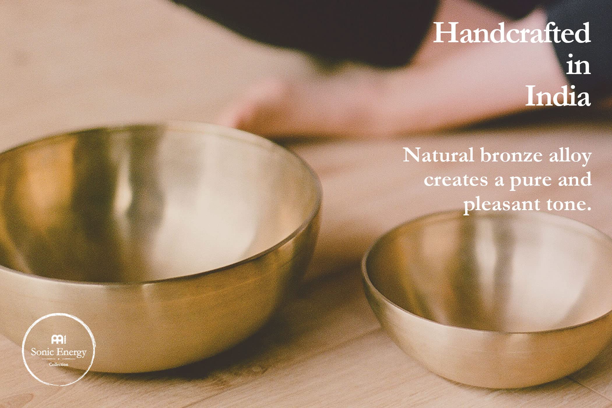 3 Piece Bronze Singing Bowl Set With Mallet, Felt Rings And Covers, Universal Series   Made In India   For Meditation, Yoga And