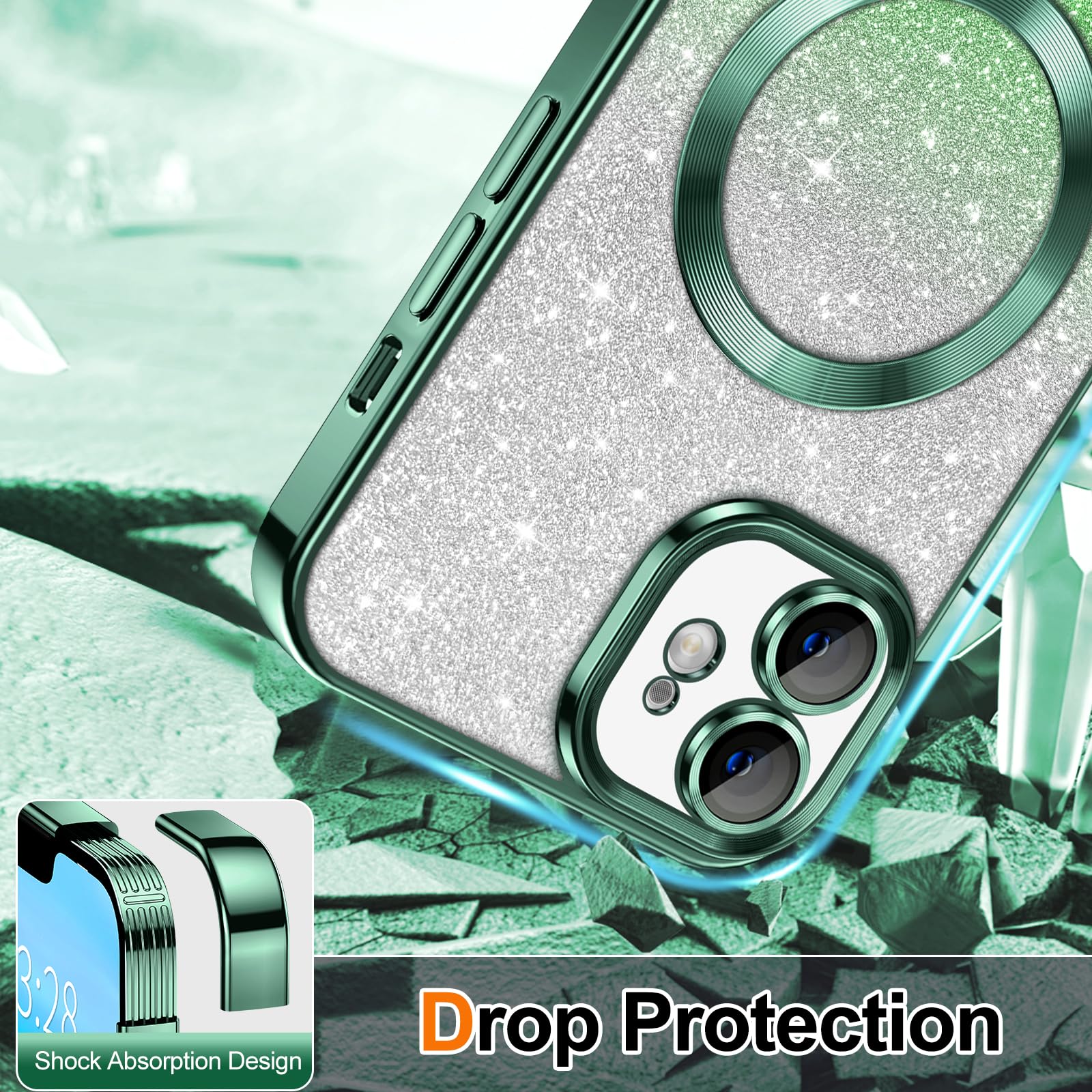 Hython For Iphone 11 Case Clear Magnetic Glitter Phone Cases [Compatible With Magsafe] Full Camera Lens Protector Slim Gradient